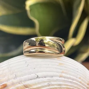 10KT Yellow Gold Artistic Grooved Cigar Band Ring