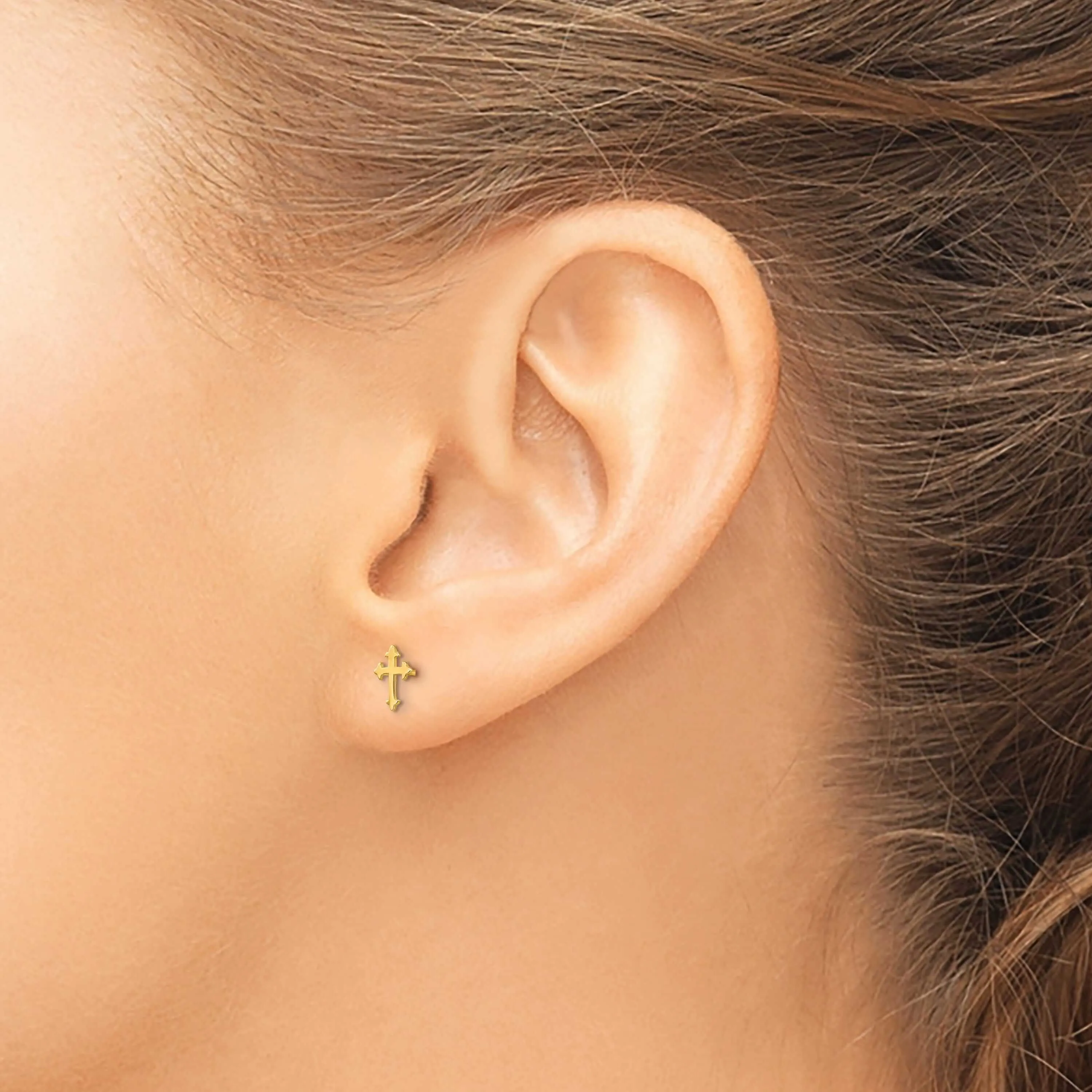 14k Madi K Childrens Cross Post Earrings