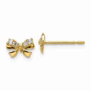 14k Madi K CZ Childrens Bow Post Earrings