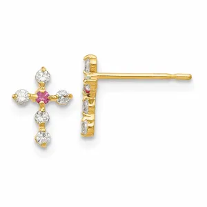 14k Madi K CZ Childrens Cross Post Earrings