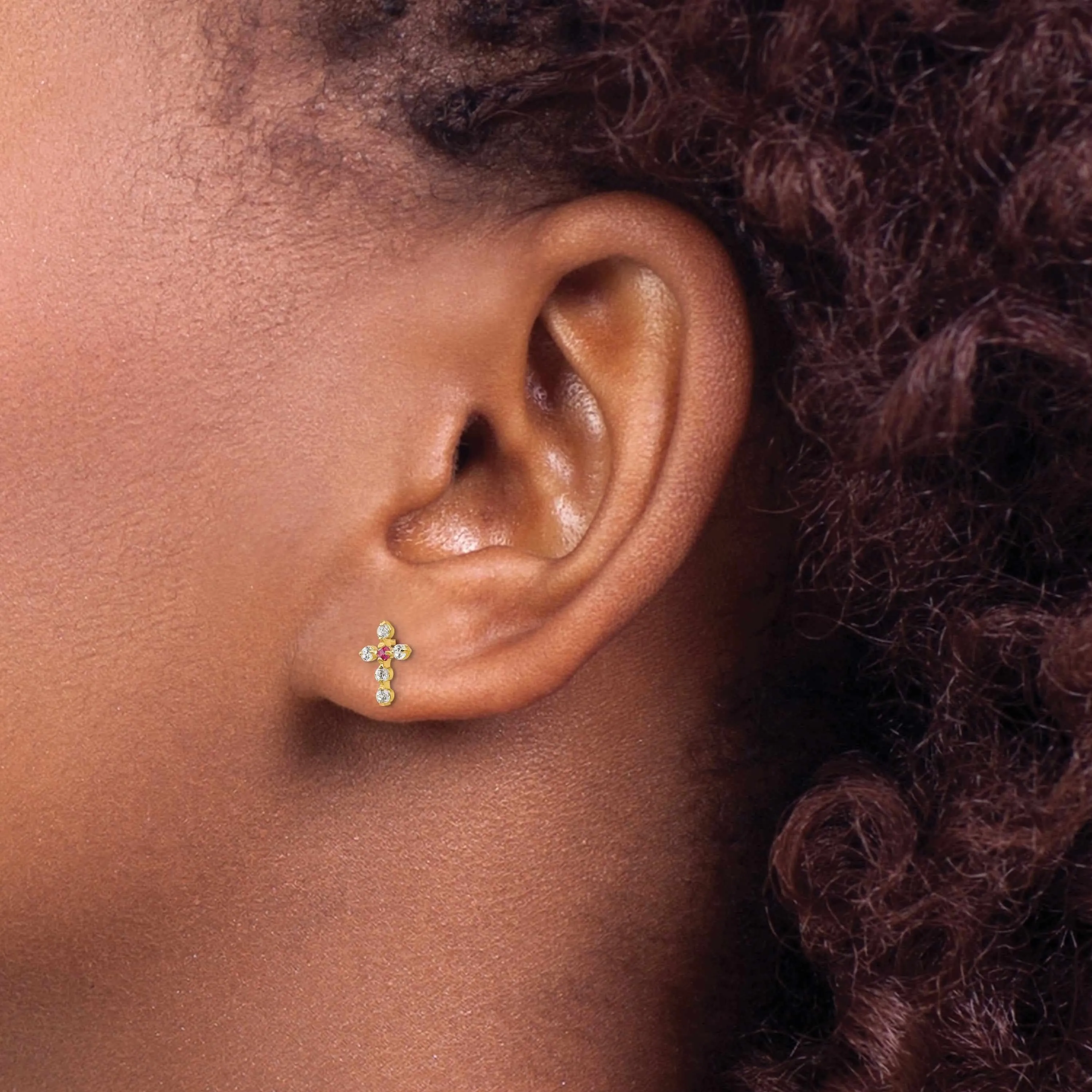 14k Madi K CZ Childrens Cross Post Earrings