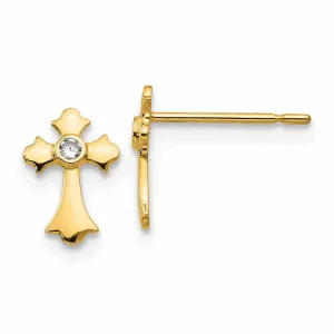 14k Madi K CZ Childrens Cross Post Earrings