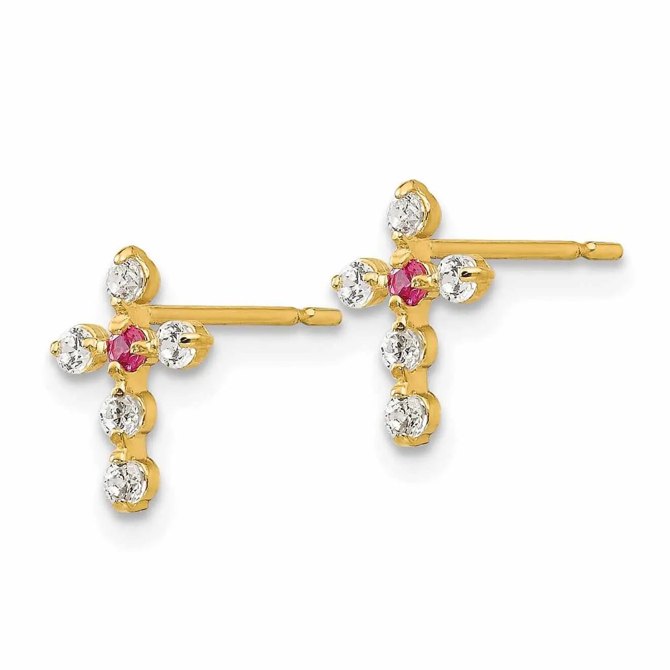 14k Madi K CZ Childrens Cross Post Earrings