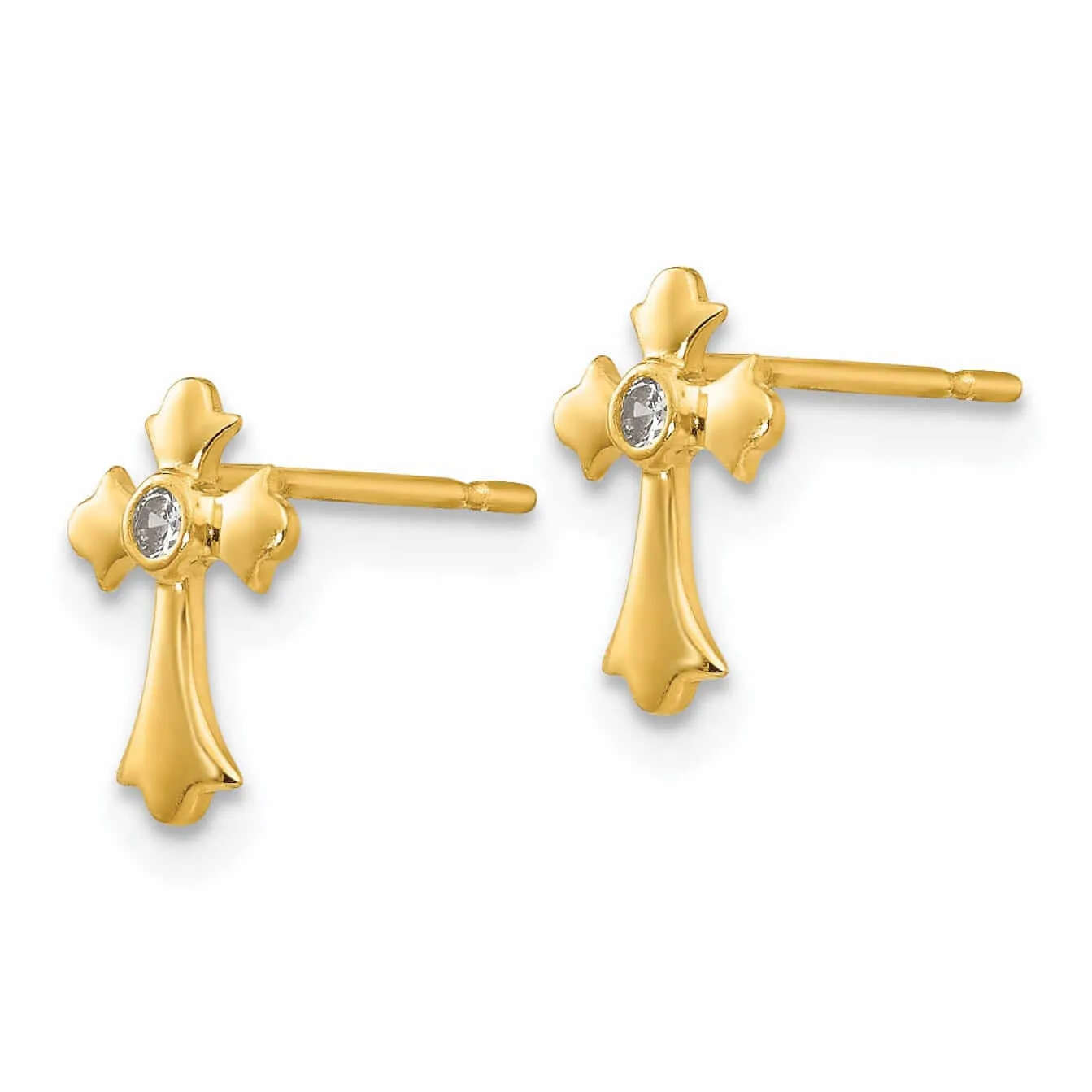 14k Madi K CZ Childrens Cross Post Earrings