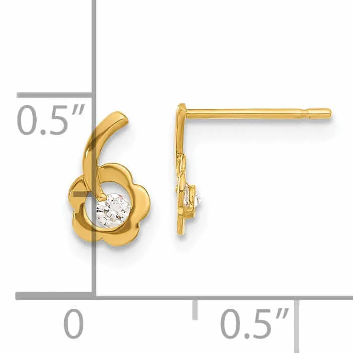 14k Madi K CZ Childrens Flower Post Earrings