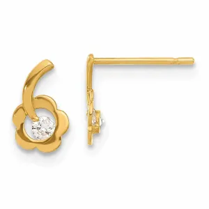 14k Madi K CZ Childrens Flower Post Earrings