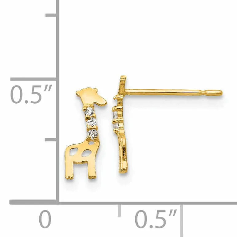 14k Madi K CZ Childrens Giraffe Post Earrings