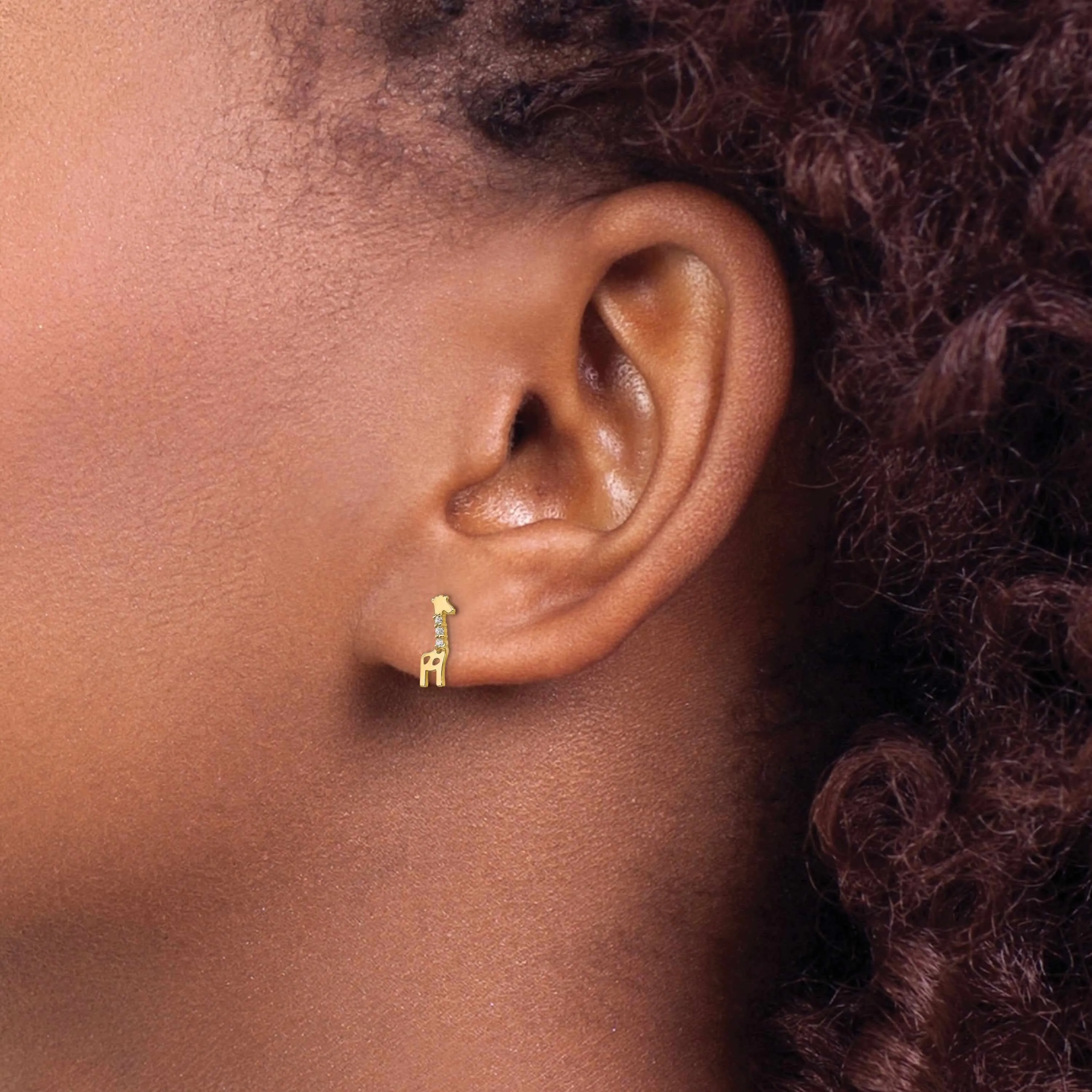 14k Madi K CZ Childrens Giraffe Post Earrings