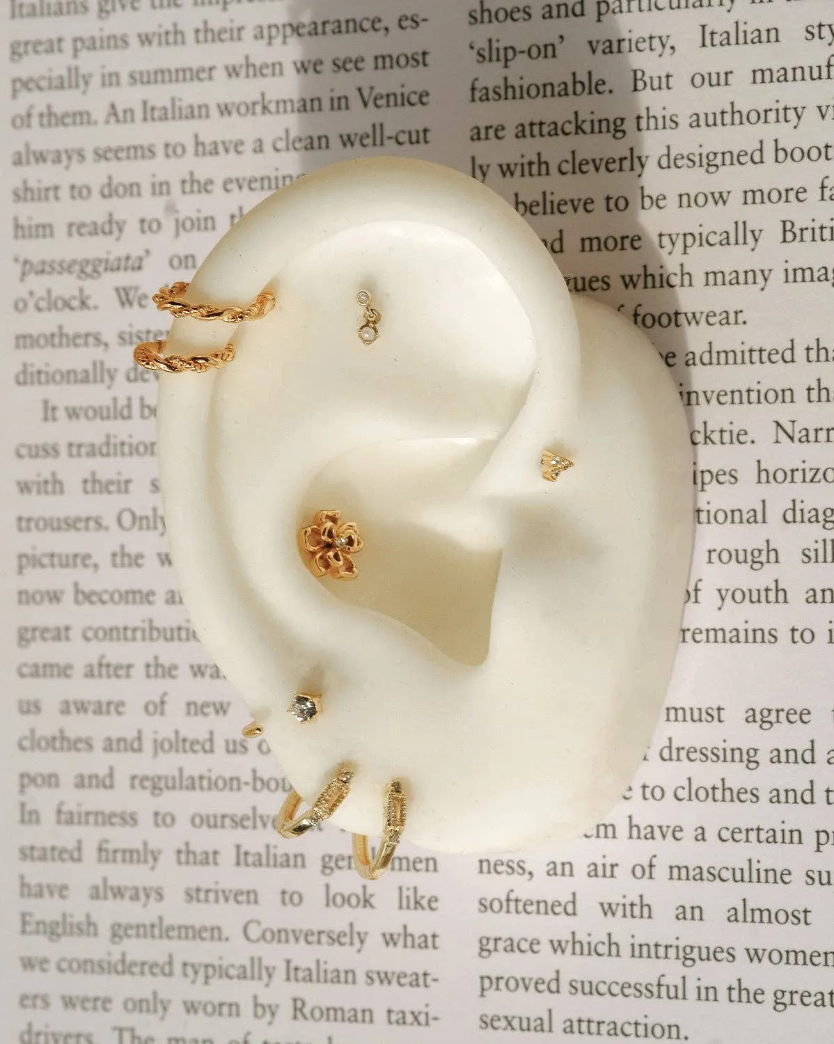14K Solid Gold Angela Tiny Trio Stud
