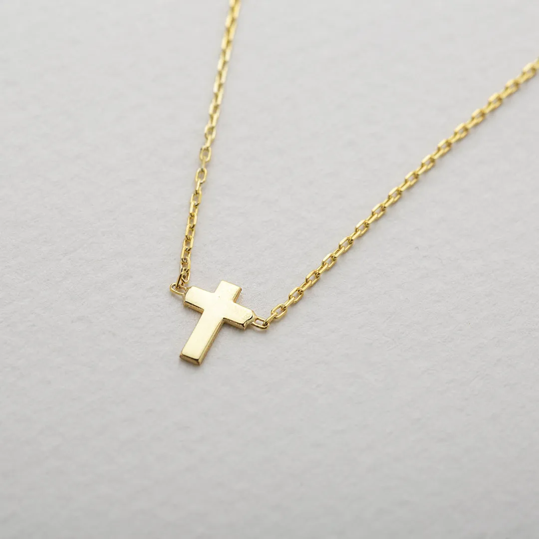 14K Solid Gold Cross Necklace