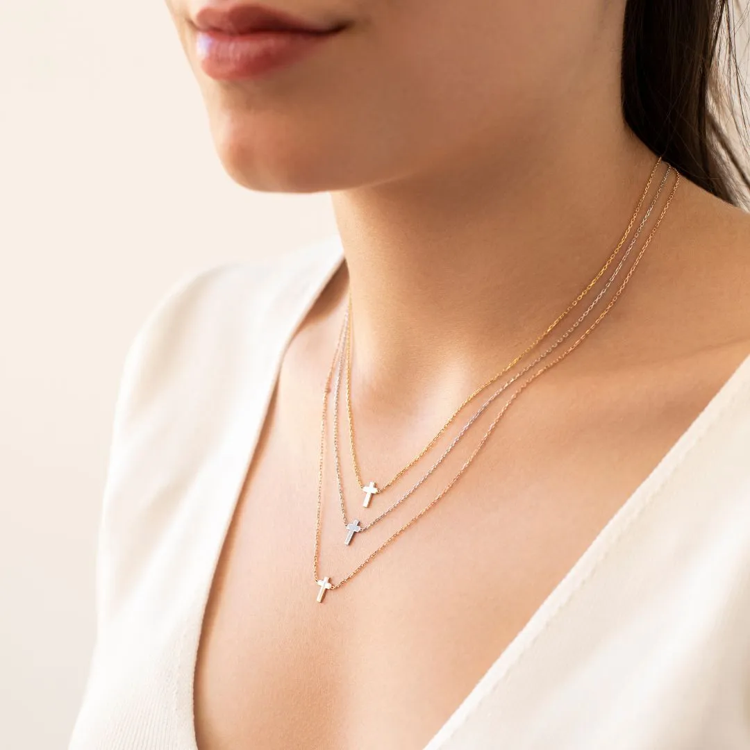 14K Solid Gold Cross Necklace