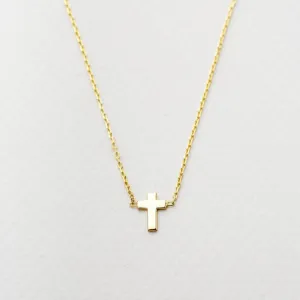 14K Solid Gold Cross Necklace
