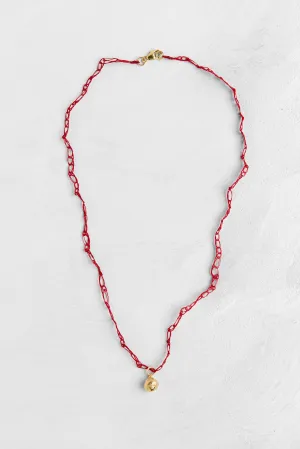 14K Solid Gold Pendant With Special Red Necklace Thread
