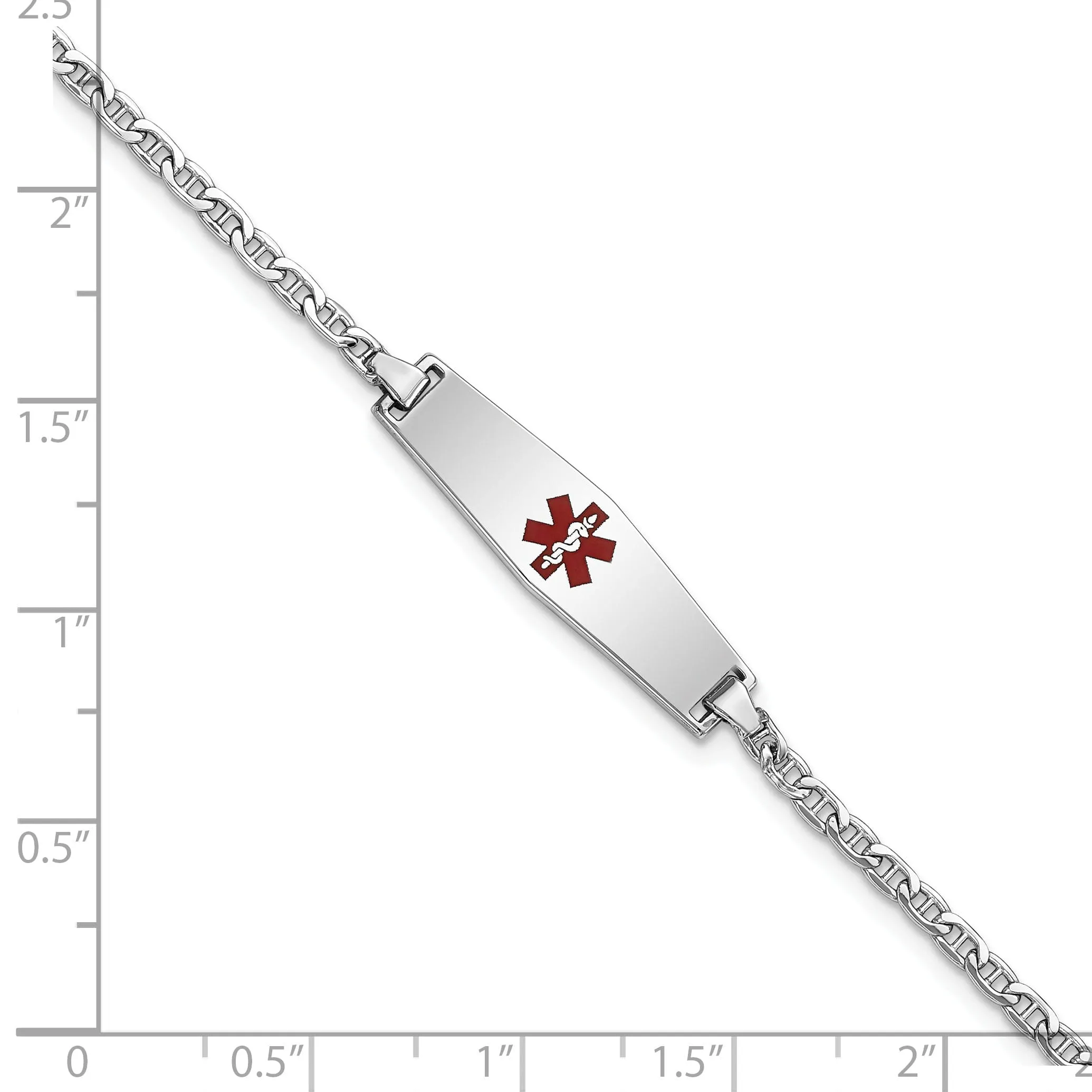 14K White Gold Anchor Childrens ID Bracelet