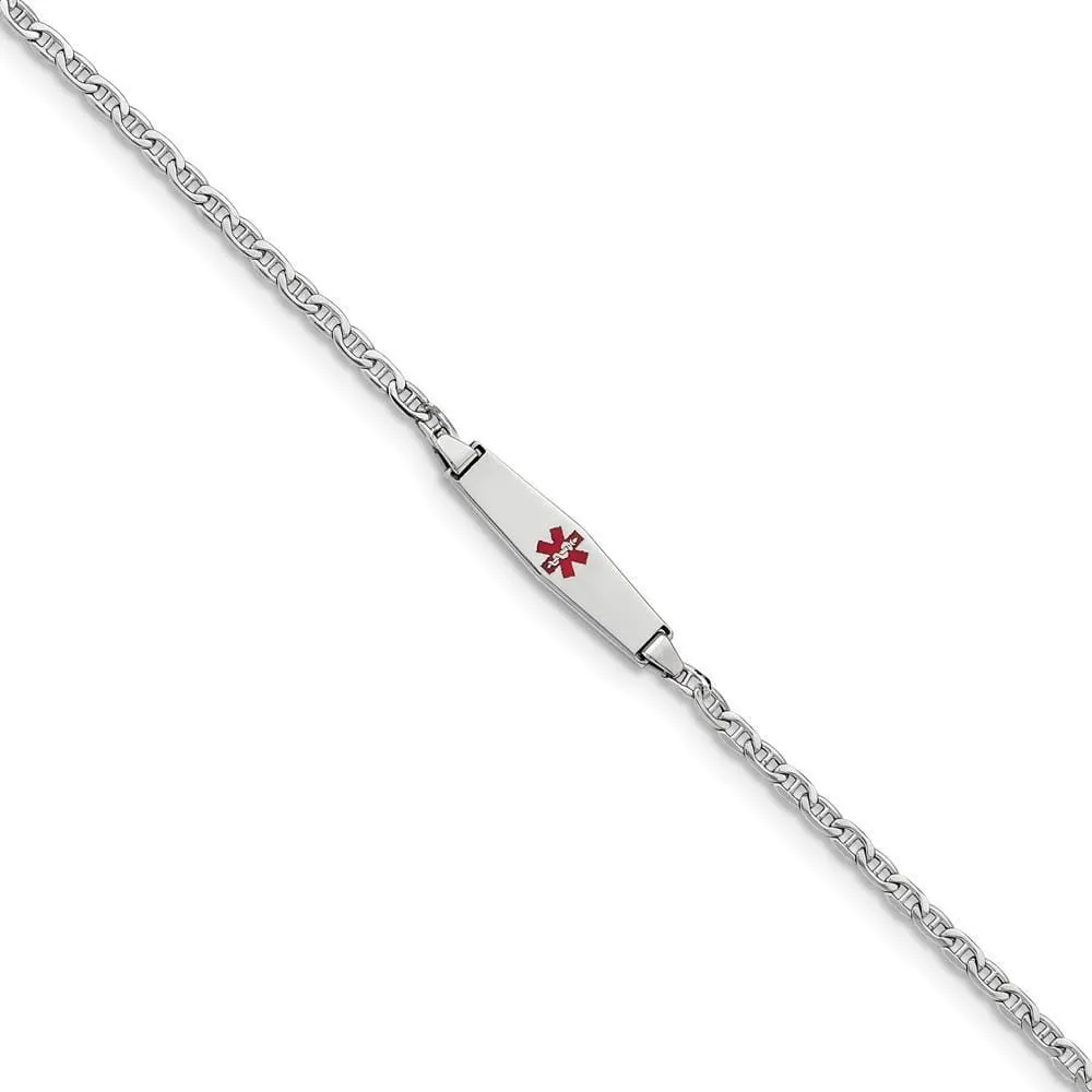 14K White Gold Anchor Childrens ID Bracelet