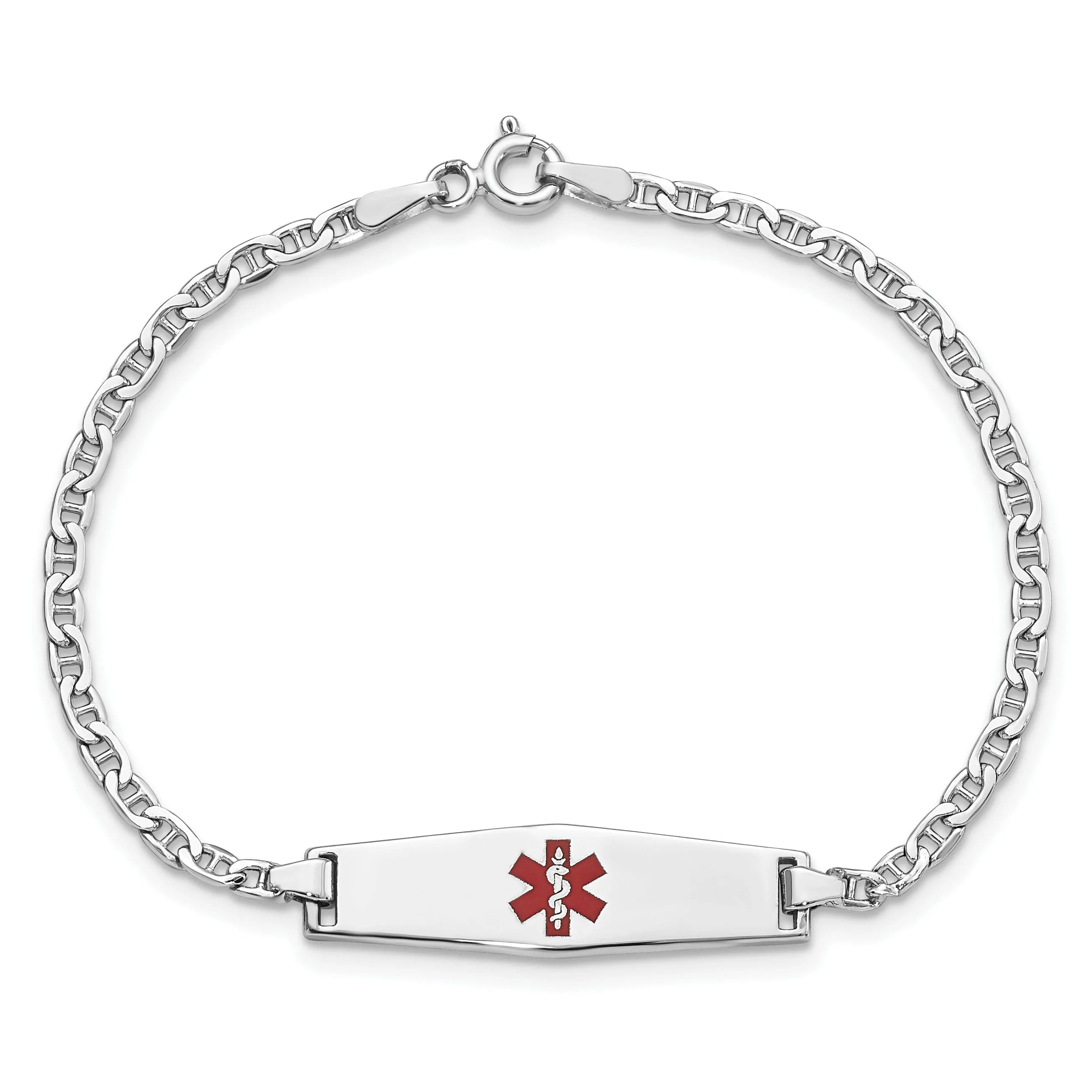 14K White Gold Anchor Childrens ID Bracelet