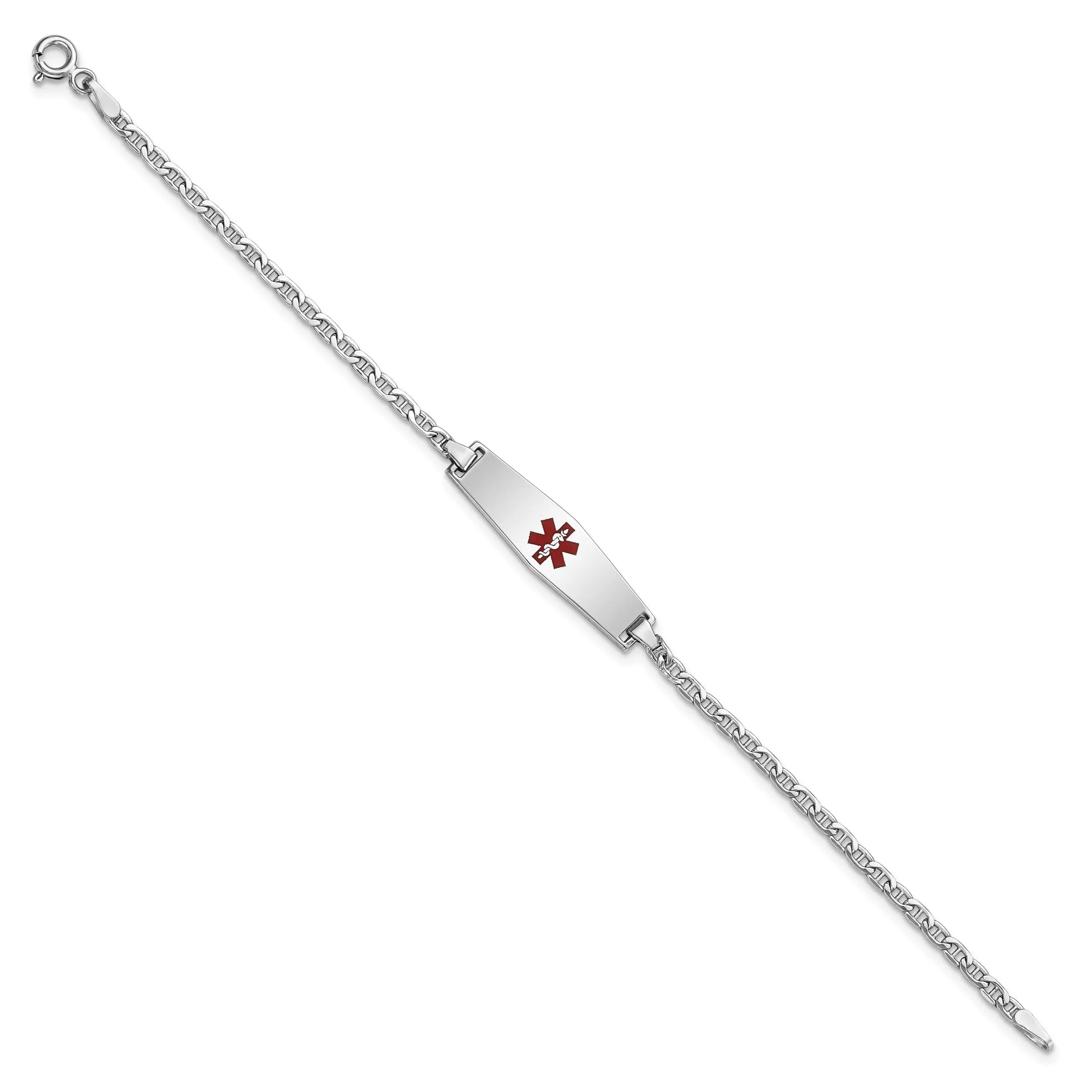 14K White Gold Anchor Childrens ID Bracelet