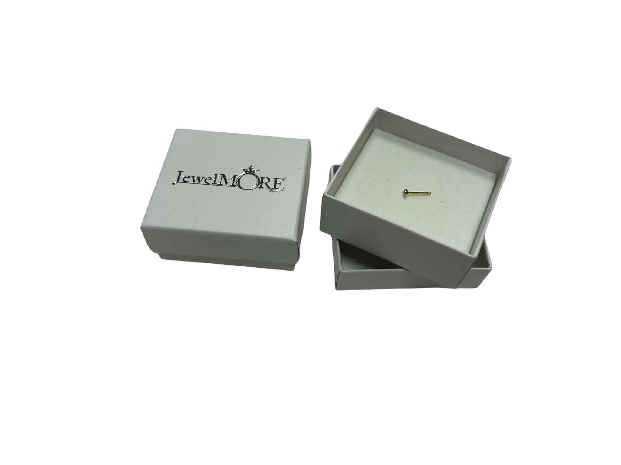 14K White Gold Diamond Nose Ring with Flush Bezel Setting - 20 Gauge, I1