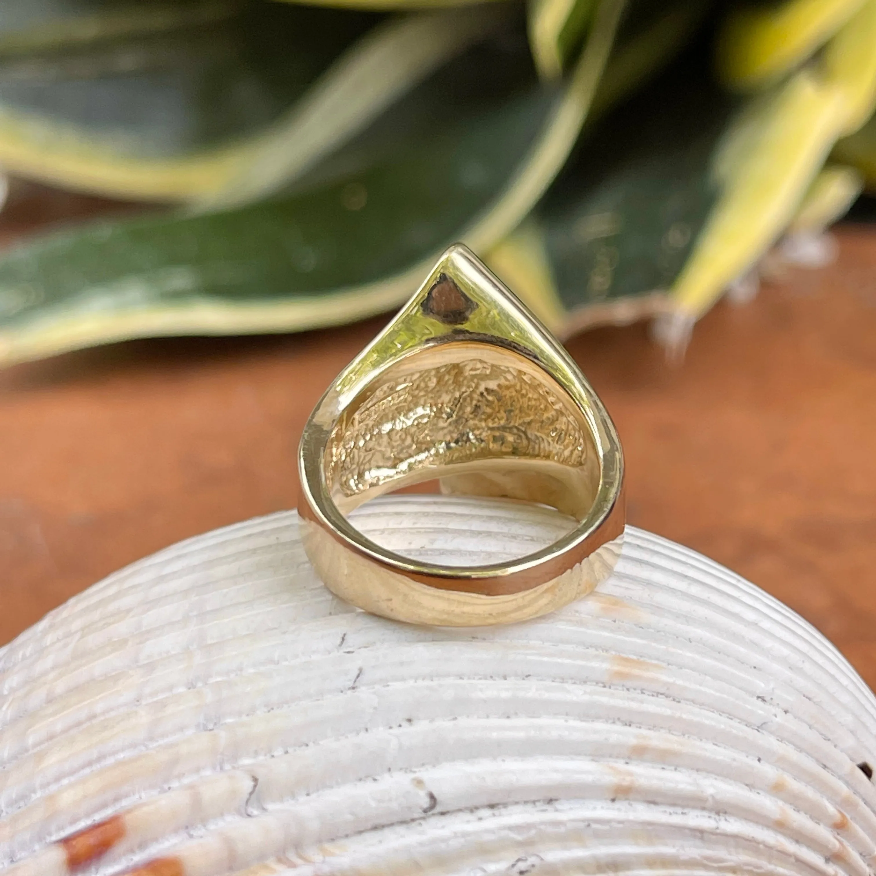 14KT Yellow Gold 3D Wave Ribbon Statement Ring