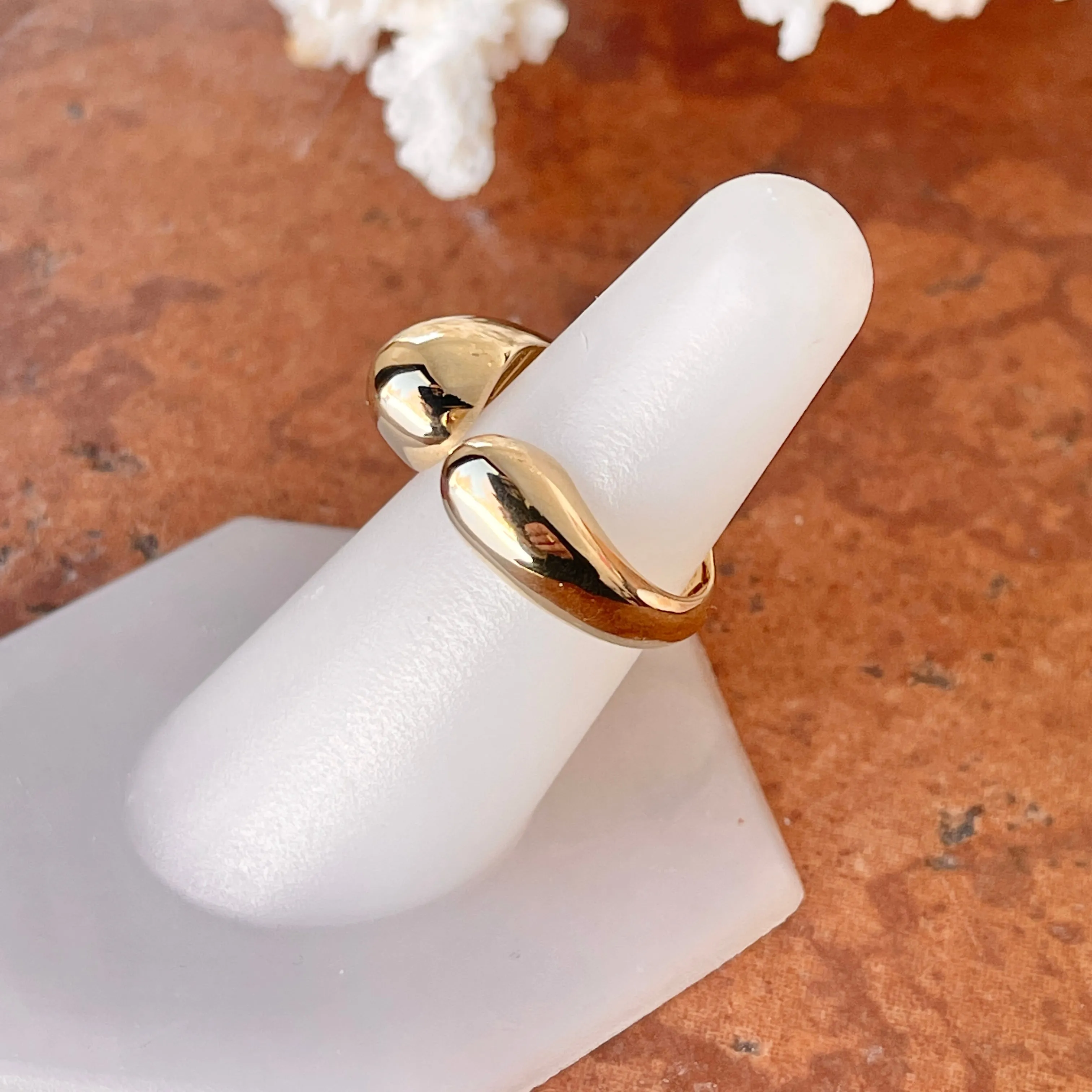 14KT Yellow Gold Polished Open Shank Artistic Dome Ring
