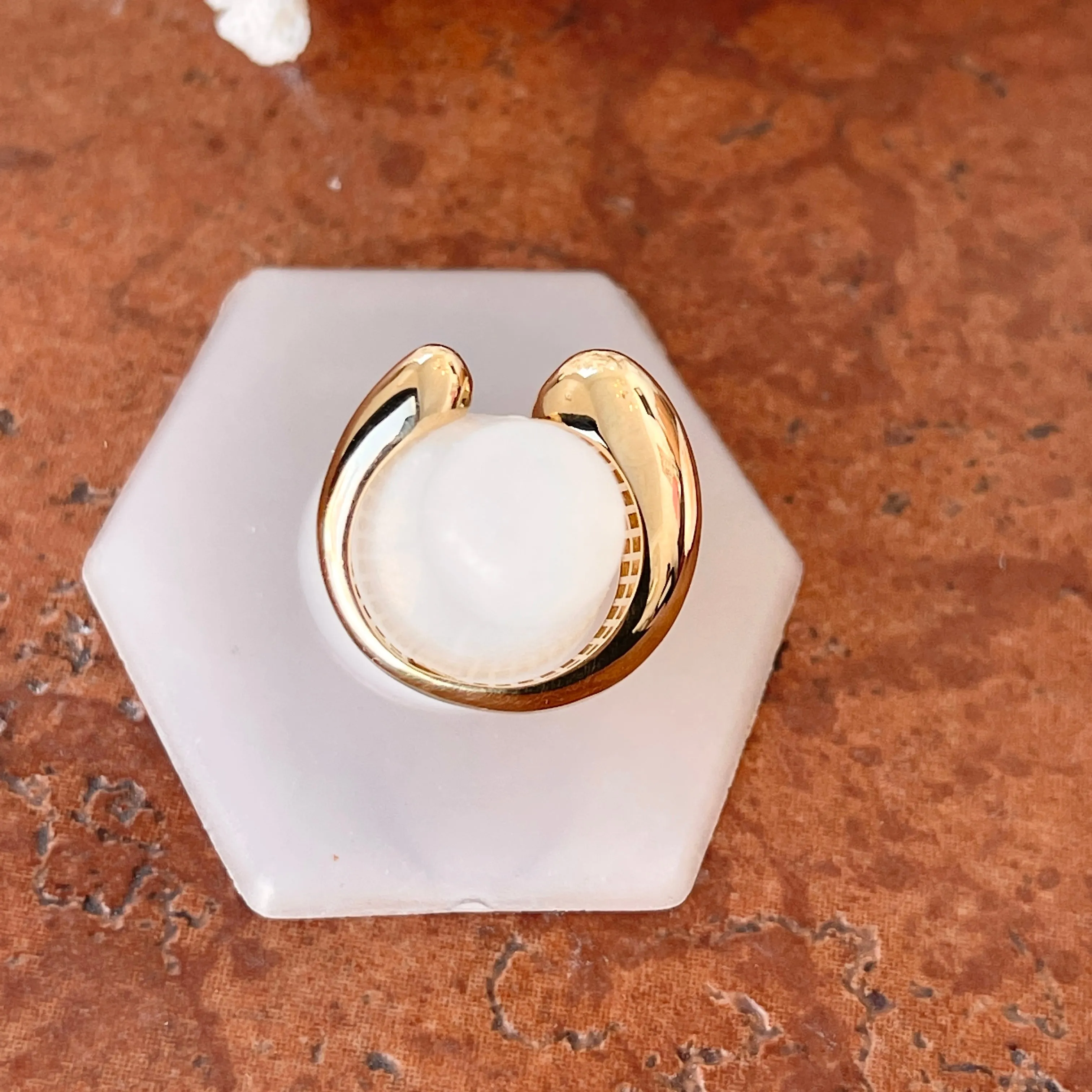 14KT Yellow Gold Polished Open Shank Artistic Dome Ring