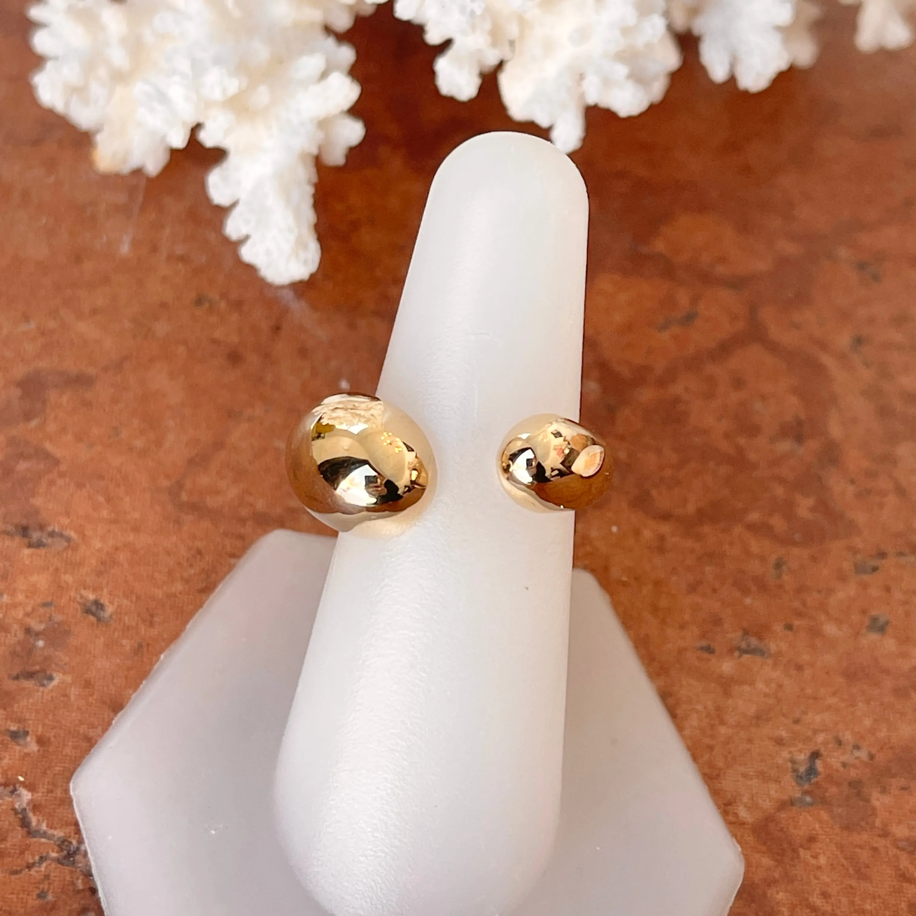 14KT Yellow Gold Polished Open Shank Artistic Dome Ring