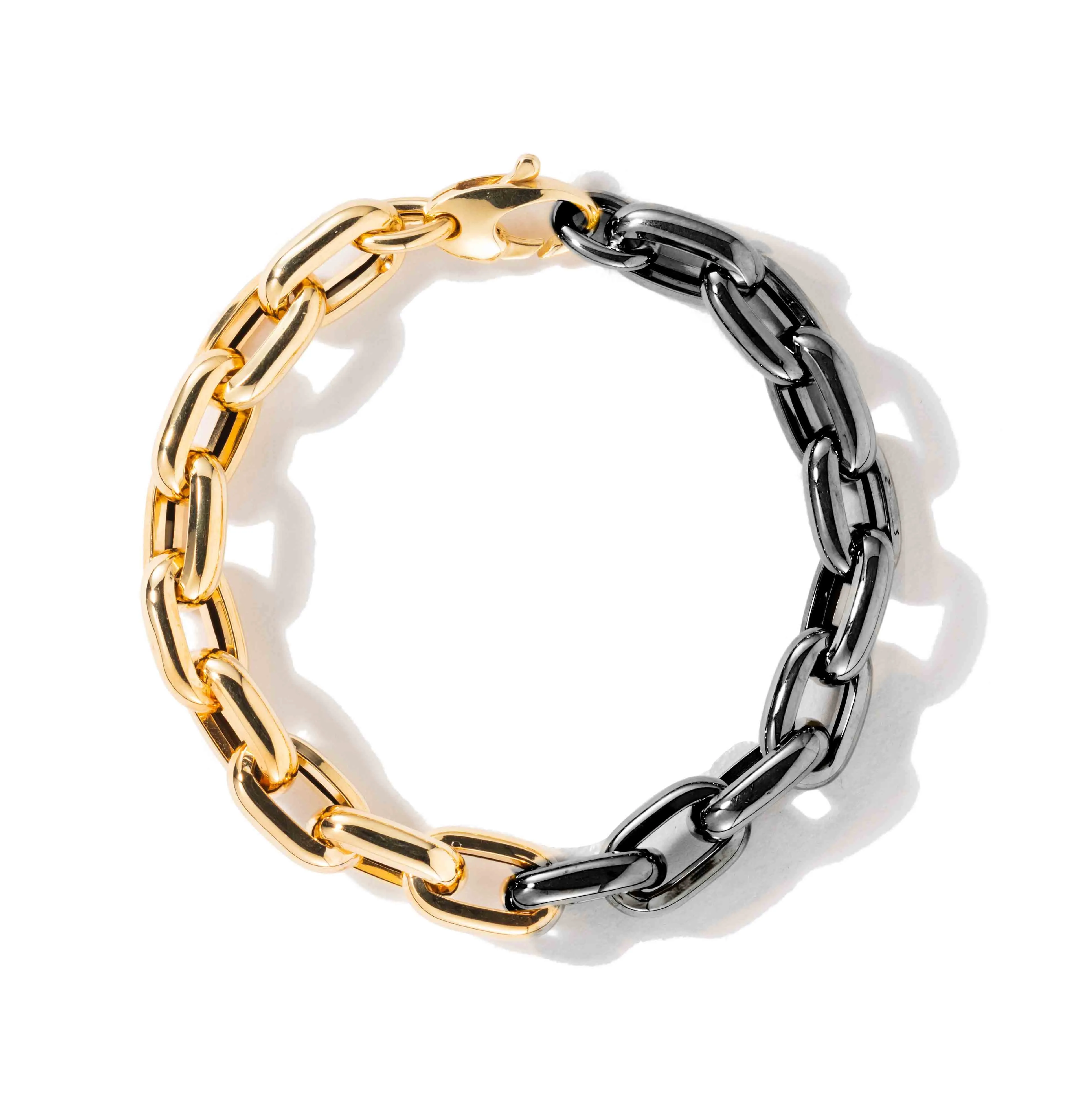 18K Black and Yellow Gold Bold Links Chain Bracelet