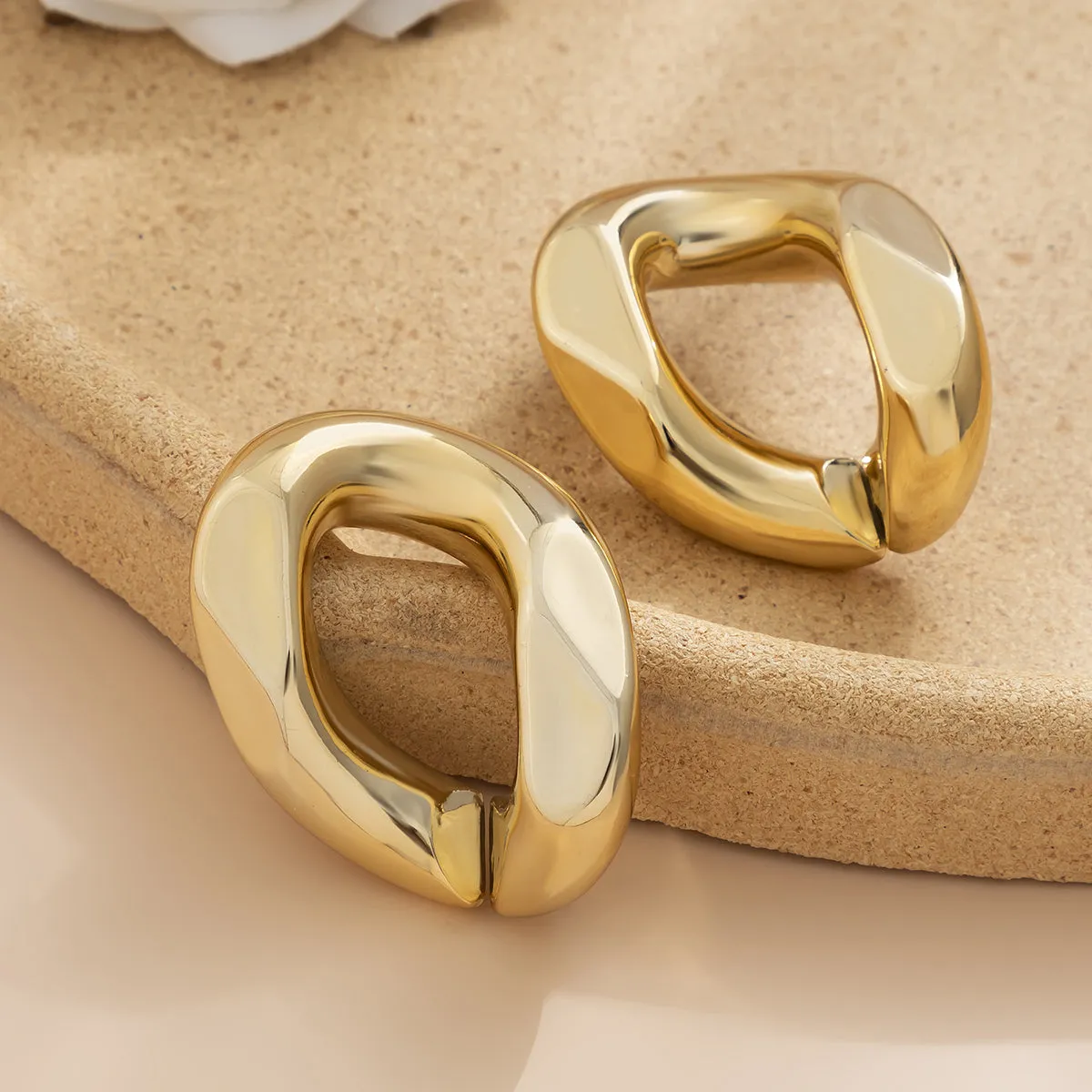 18K Gold-Plated Chunky Curved Drop Earring