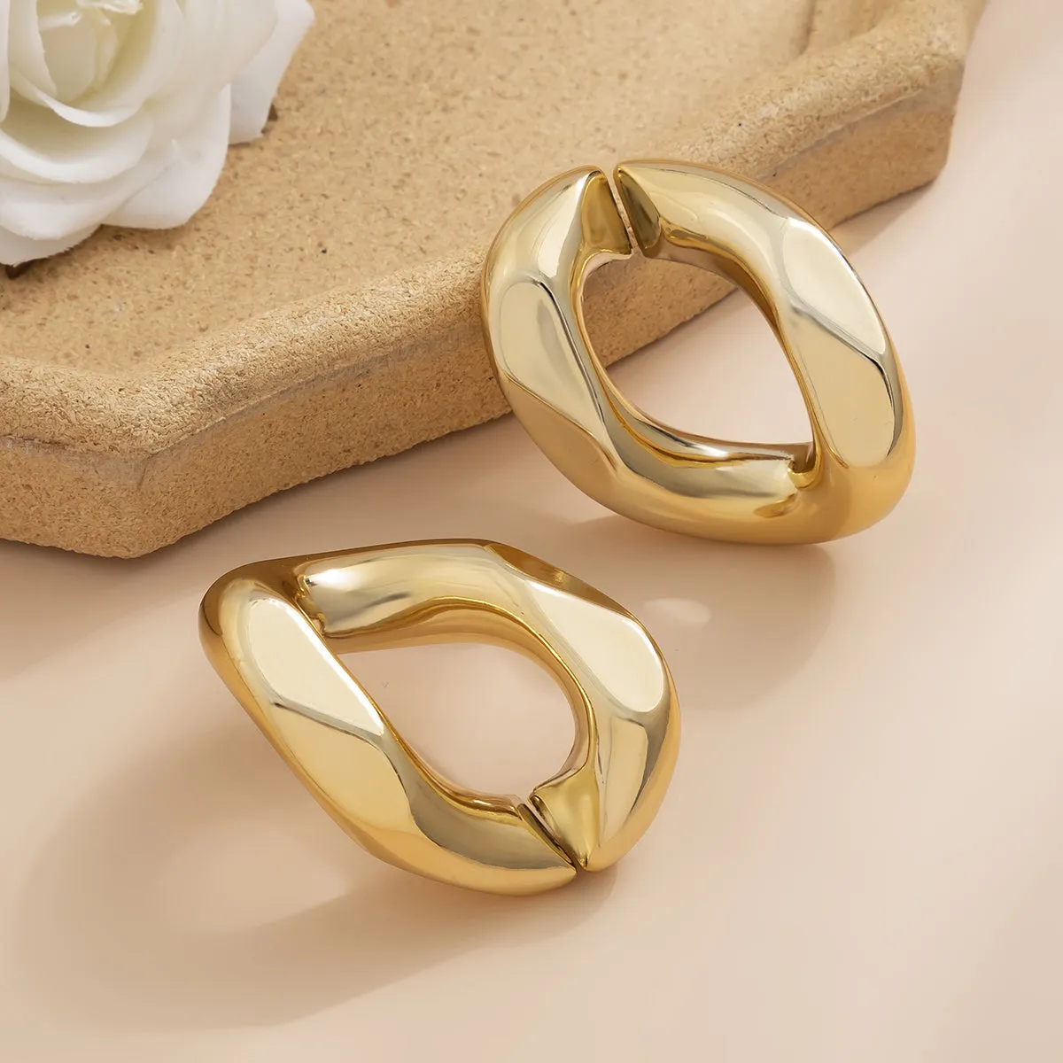18K Gold-Plated Chunky Curved Drop Earring