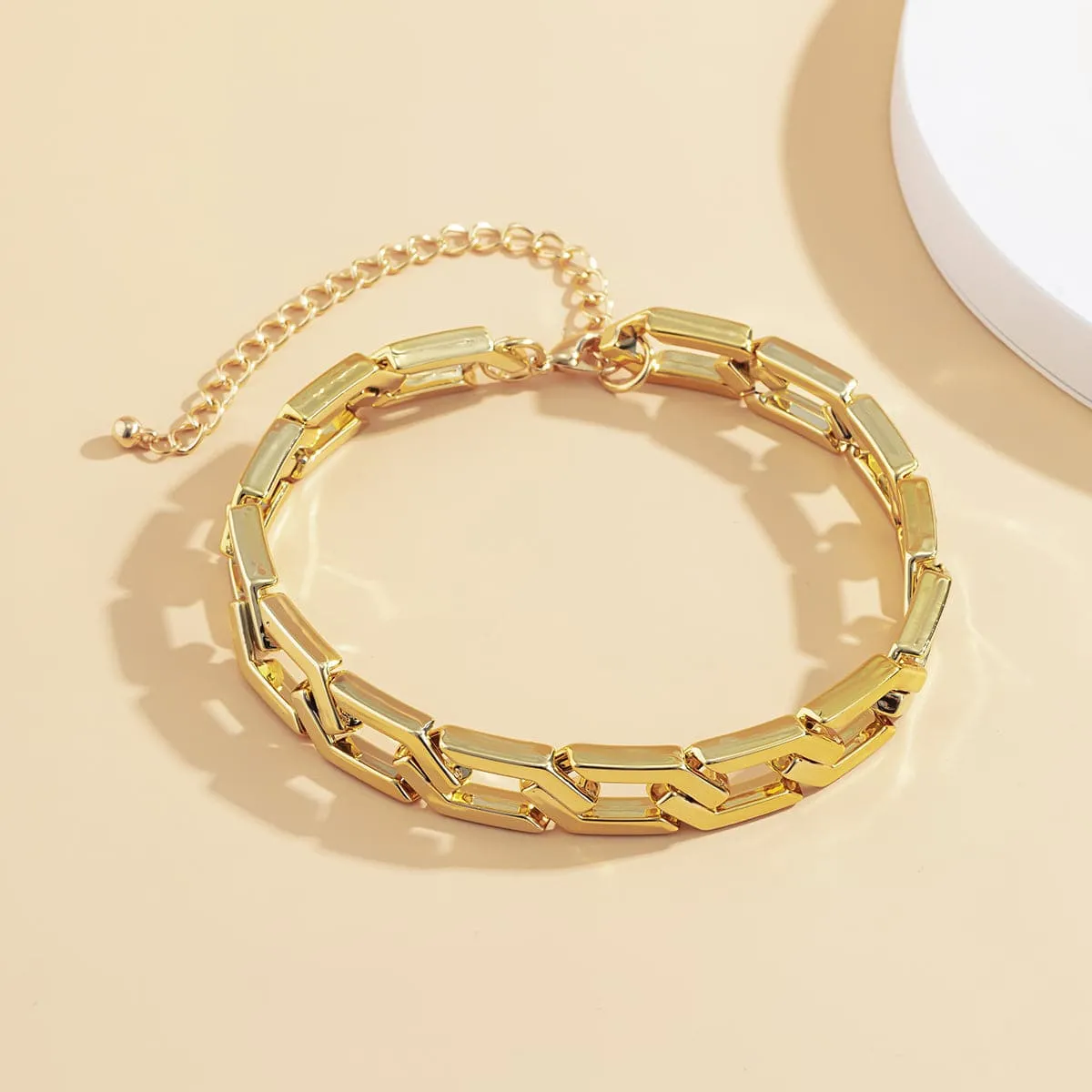 18K Gold-Plated Open Hexagon Choker Necklace