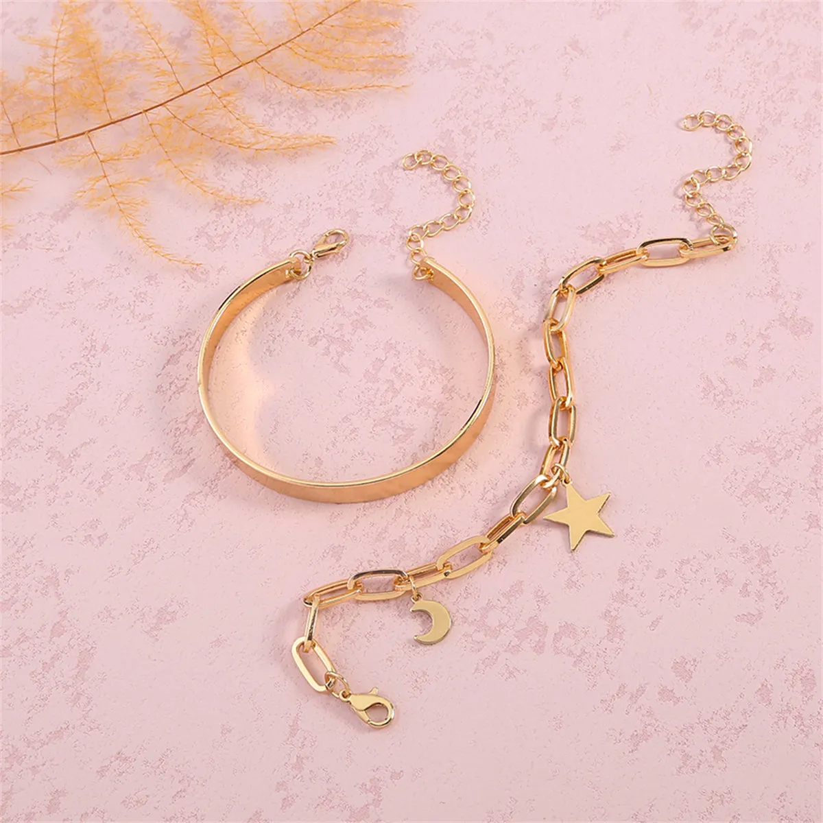 18K Gold-Plated Star Charm Bracelet Set