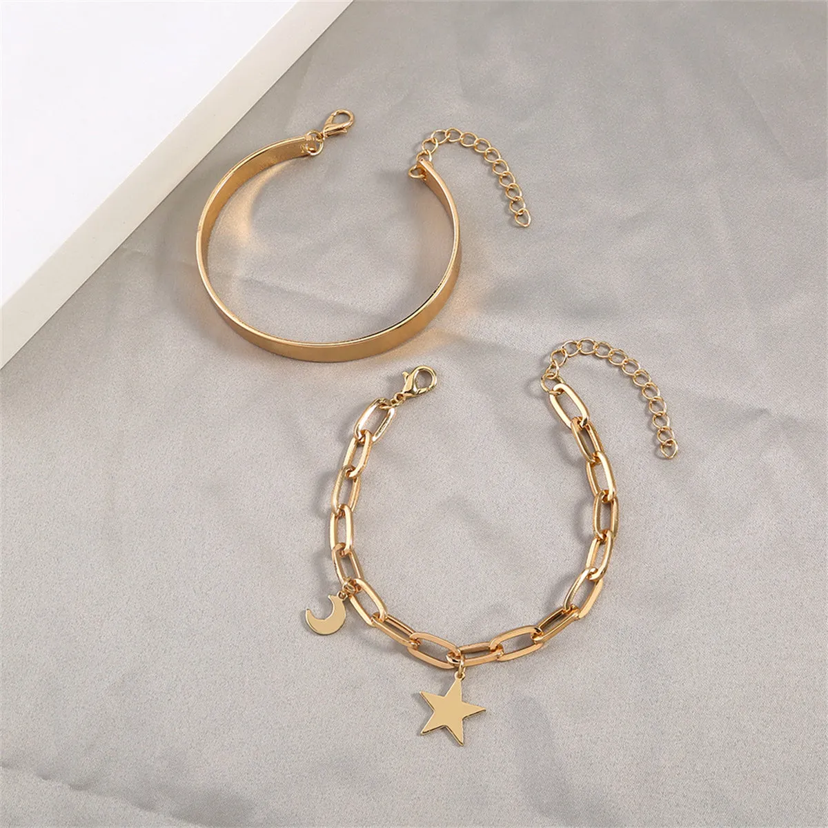 18K Gold-Plated Star Charm Bracelet Set