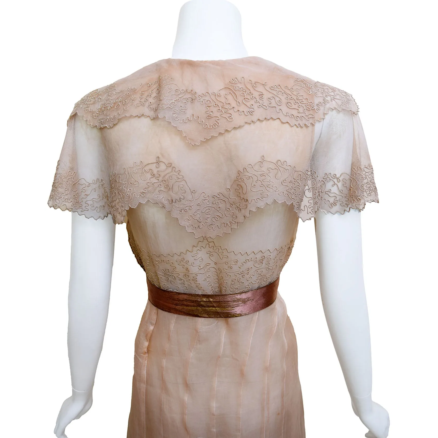 1930s Soutache Trimmed Organza Dress