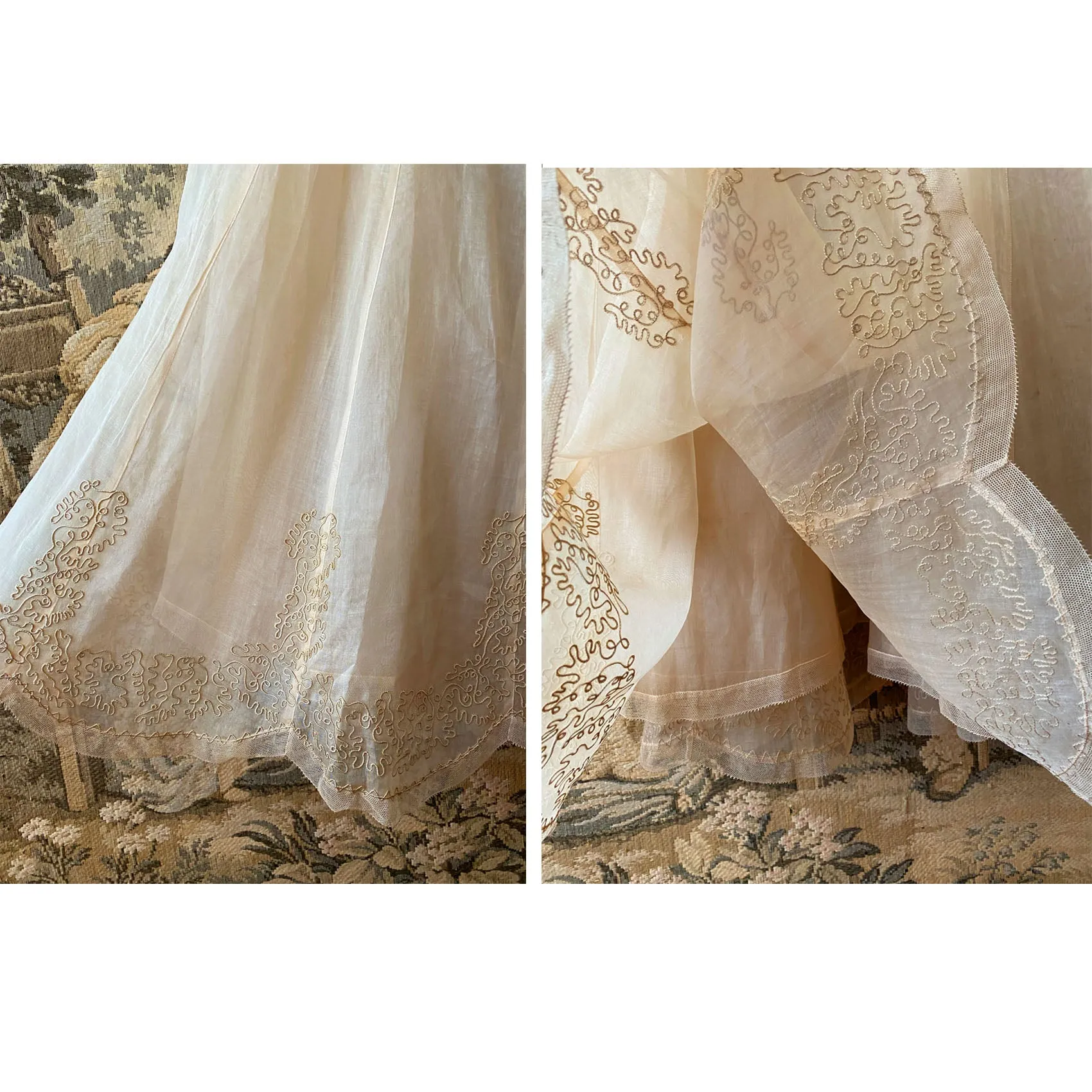 1930s Soutache Trimmed Organza Dress