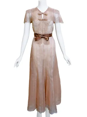 1930s Soutache Trimmed Organza Dress