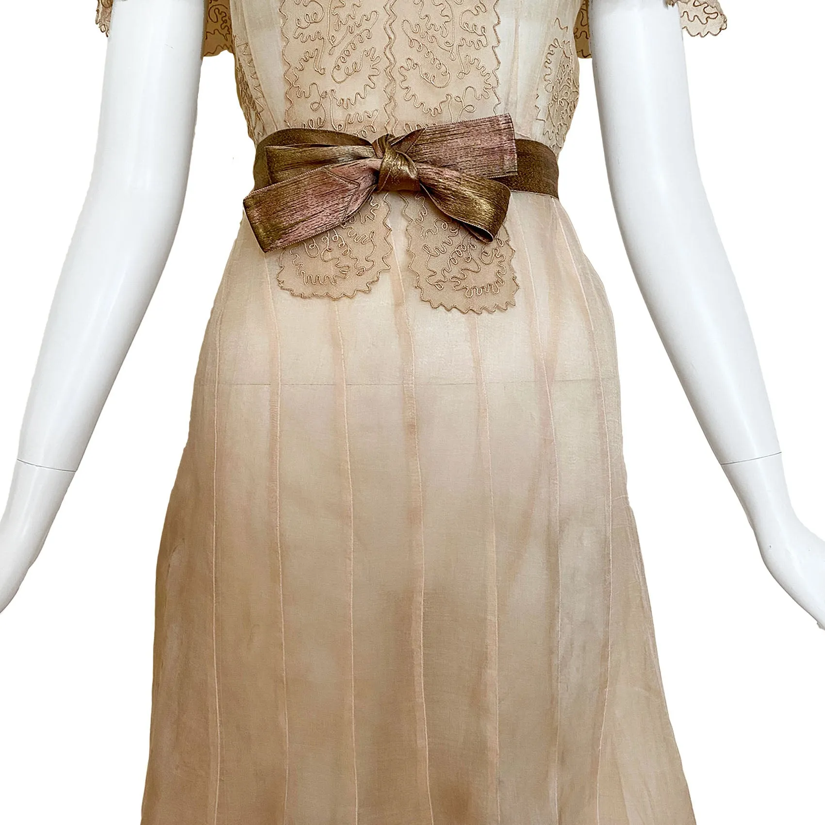1930s Soutache Trimmed Organza Dress