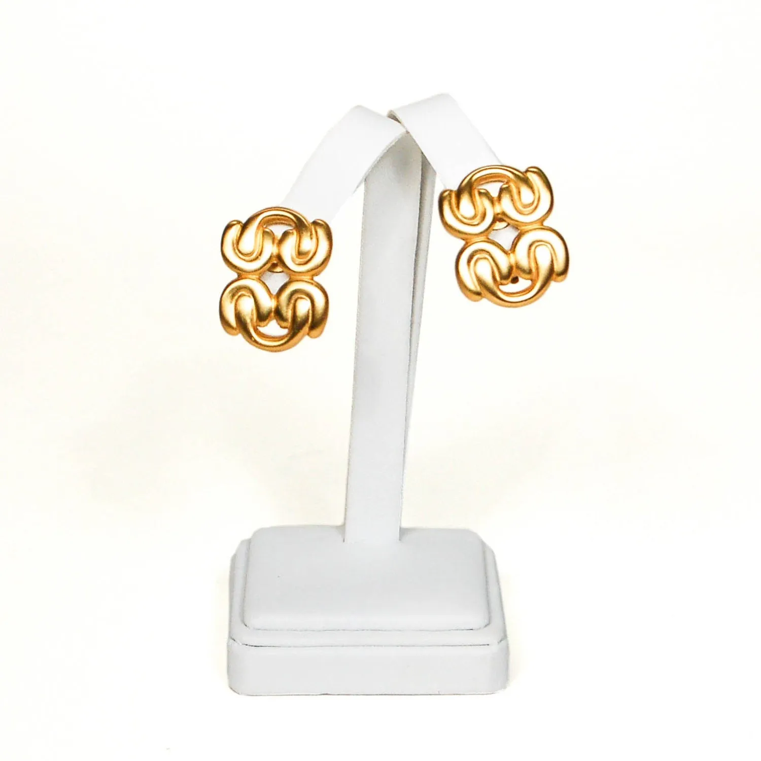 1980's Brushed Gold Knot Earrings by Anne Klein