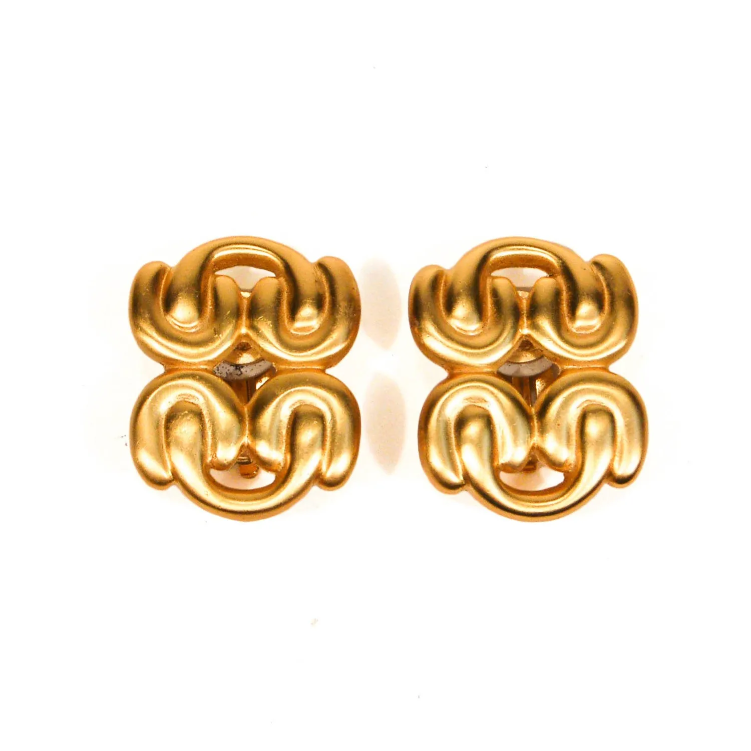 1980's Brushed Gold Knot Earrings by Anne Klein