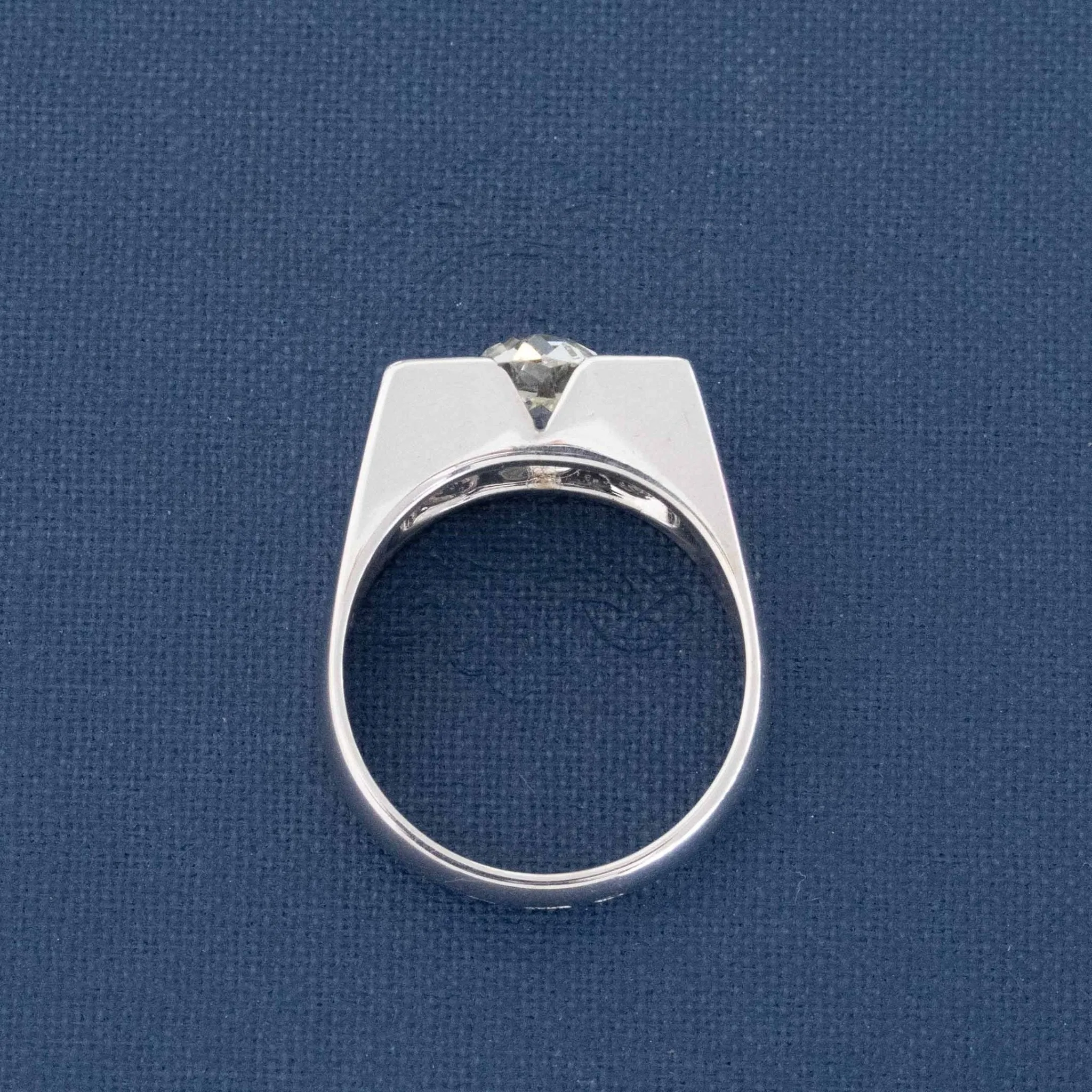 2.04ct Elongated Old Mine Cut Diamond Mod Solitaire, French, GIA F SI2