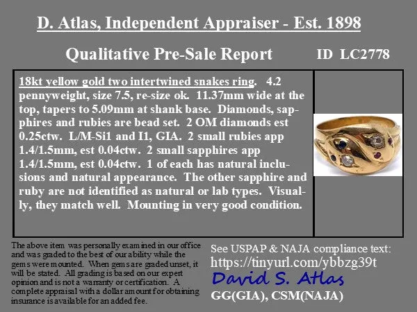 .33ctw Double Serpent Bypass Ring