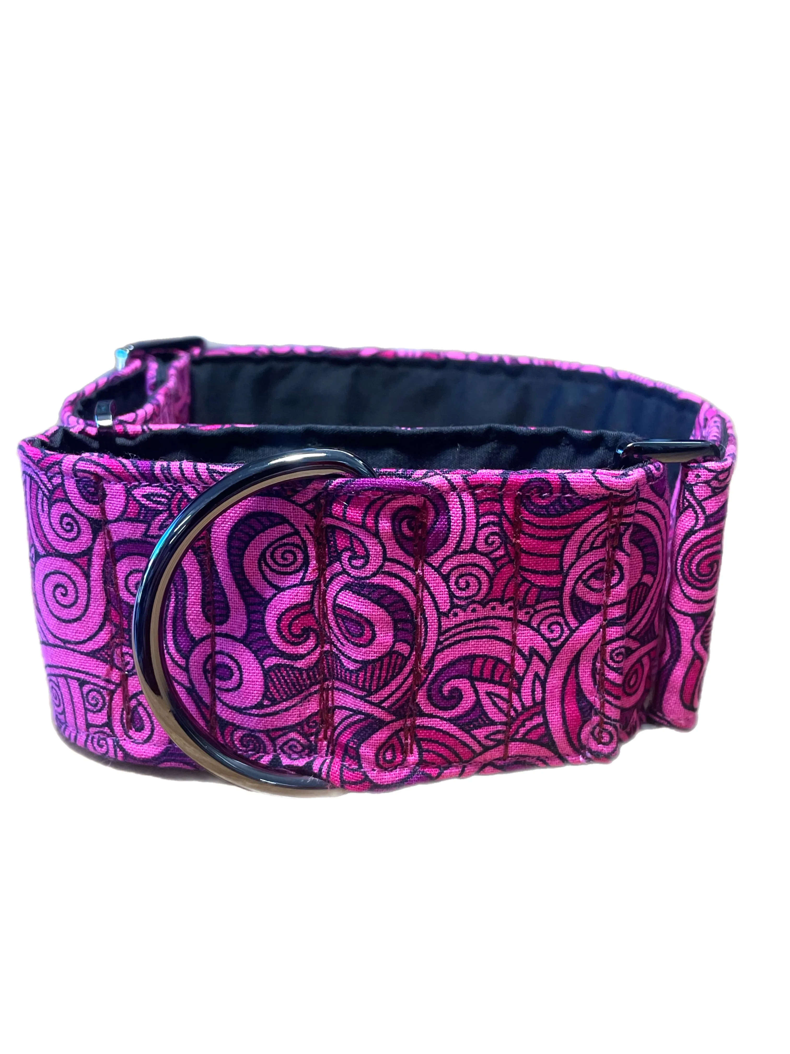 A beautiful paisley design greyhound whippet wide Martingale collar cotton covered super soft