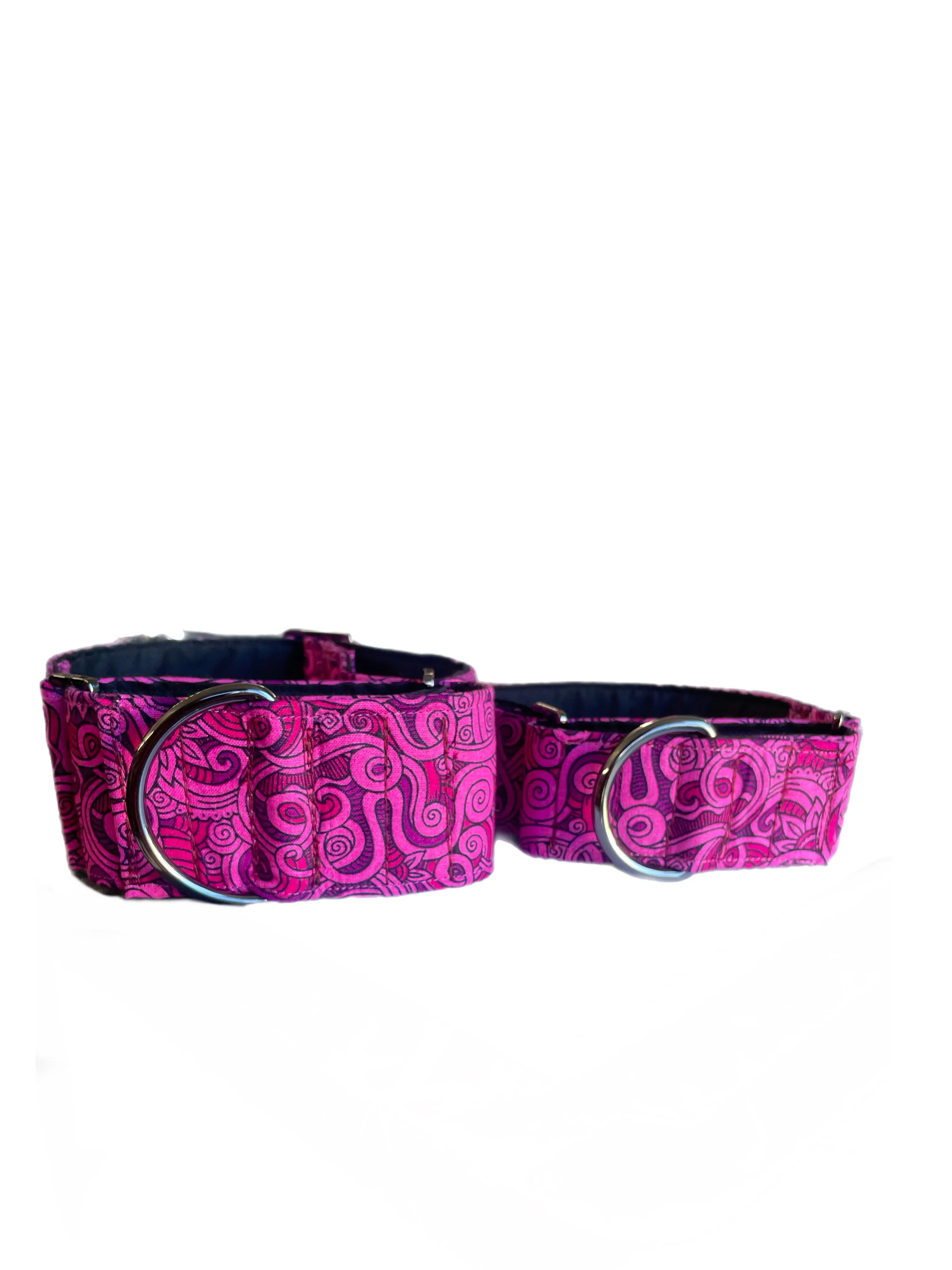 A beautiful paisley design greyhound whippet wide Martingale collar cotton covered super soft