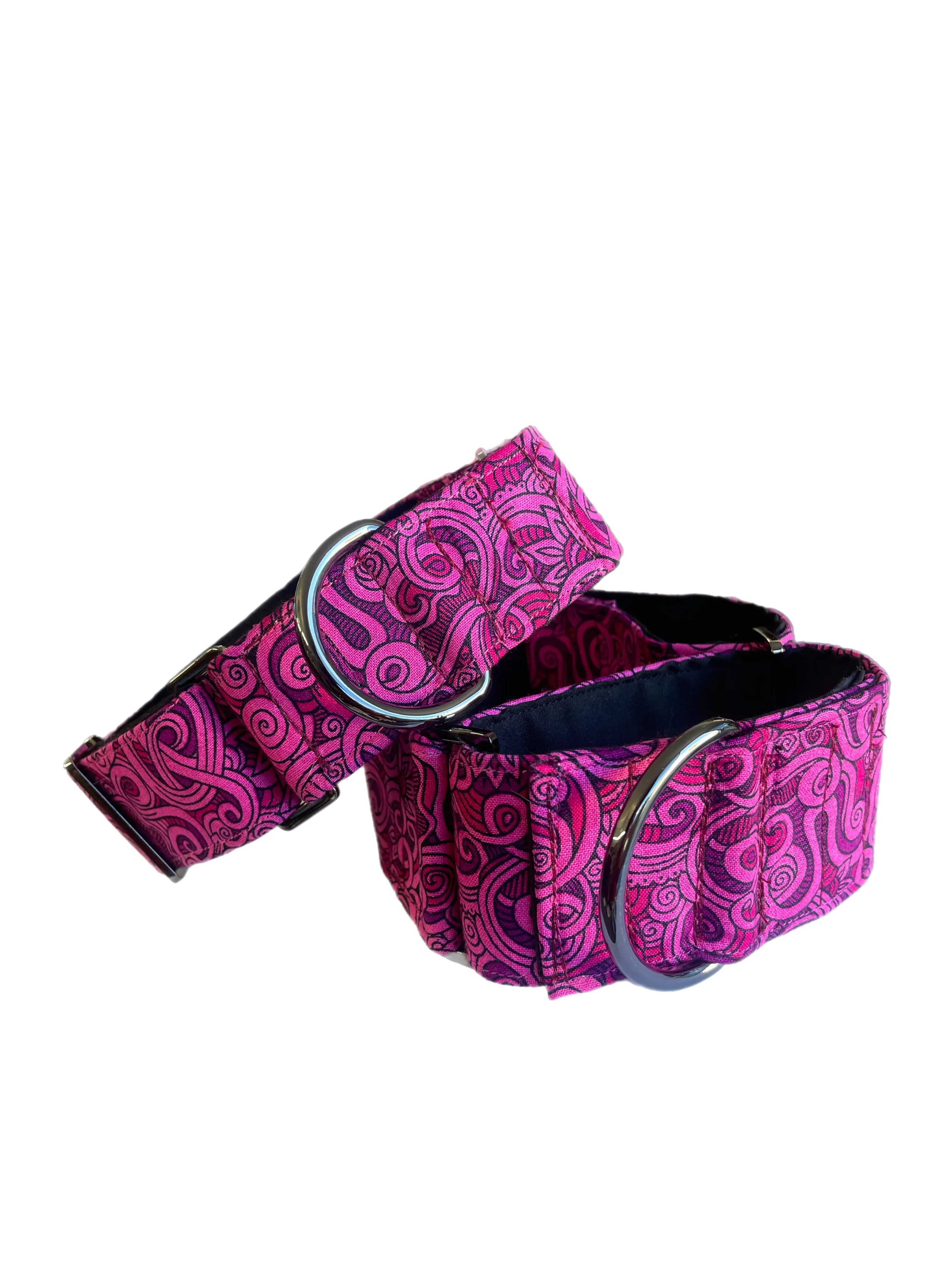 A beautiful paisley design greyhound whippet wide Martingale collar cotton covered super soft