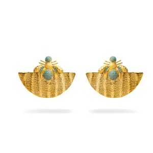 Abundance Honey Bee Turquoise & Gold Chunky Earrings