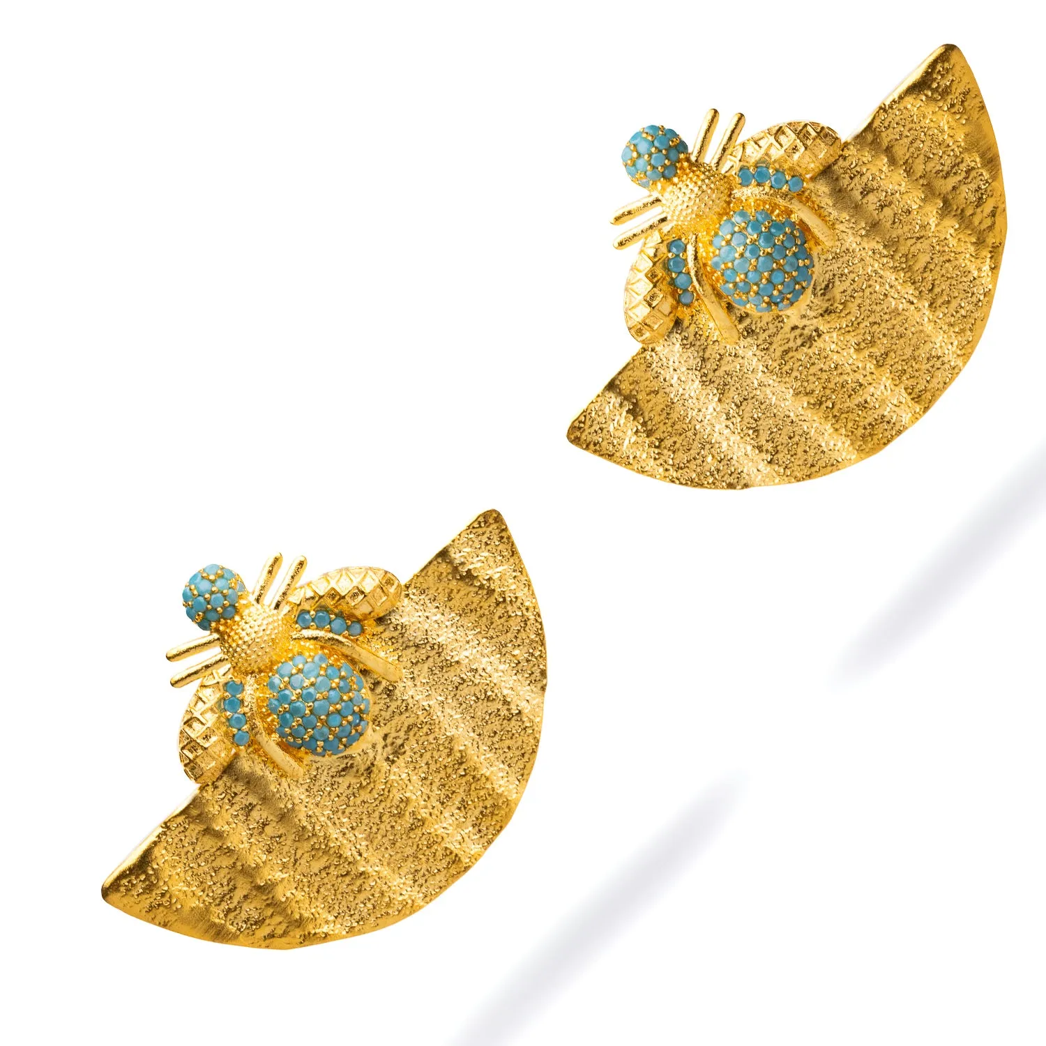Abundance Honey Bee Turquoise & Gold Chunky Earrings