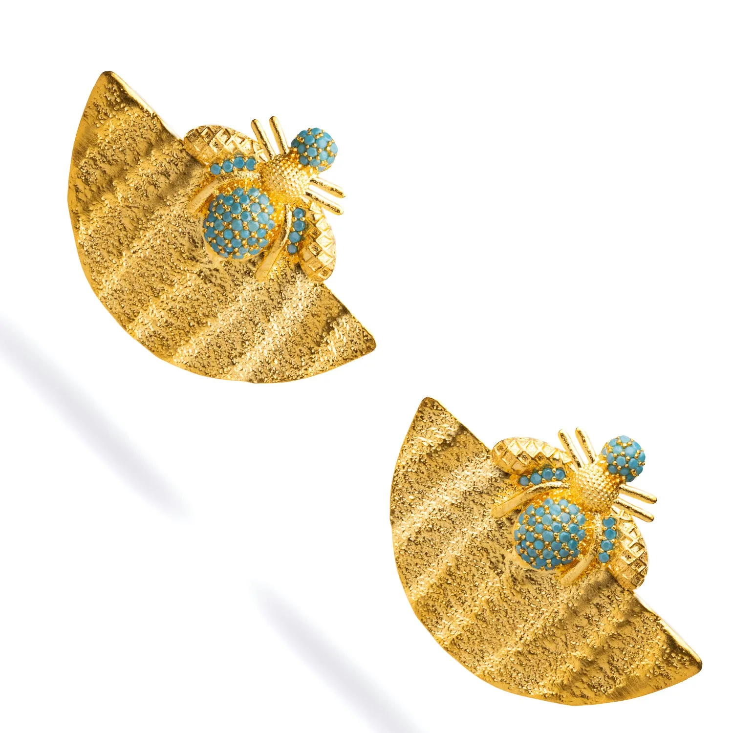 Abundance Honey Bee Turquoise & Gold Chunky Earrings