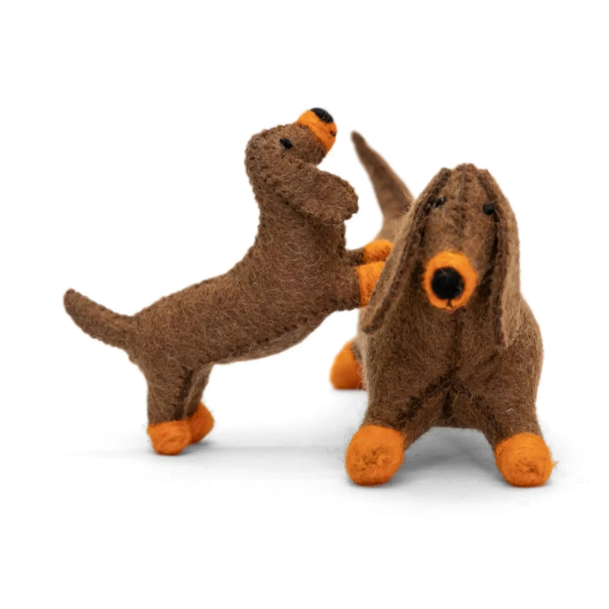 Adorable Brown Dachshund Felt Toys – Handcrafted Companions for Kids 2 pcs
