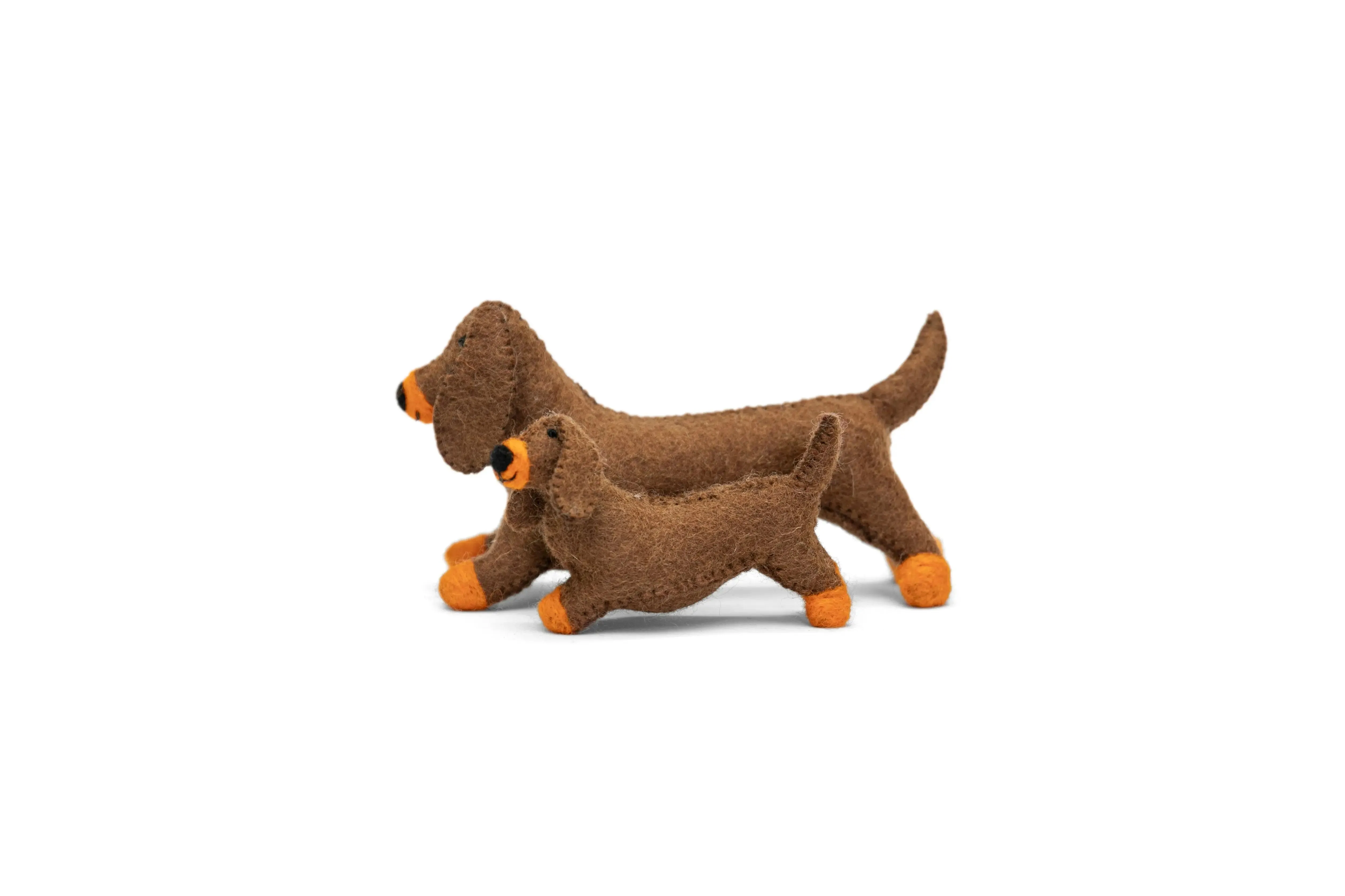 Adorable Brown Dachshund Felt Toys – Handcrafted Companions for Kids 2 pcs
