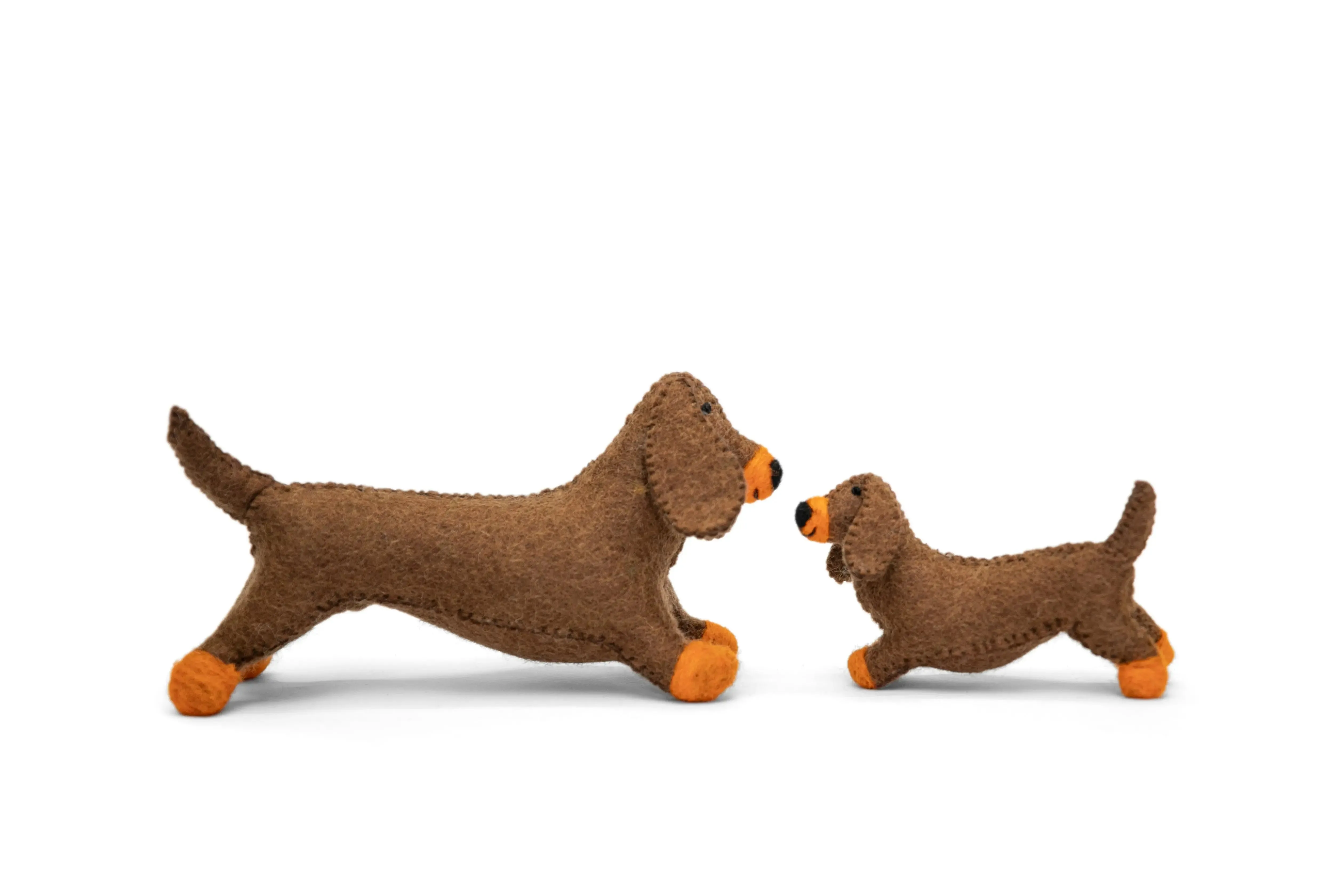 Adorable Brown Dachshund Felt Toys – Handcrafted Companions for Kids 2 pcs
