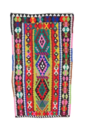 'Aerial' Small Vintage Turkish Kilim Rug - 2’8” x 4’5”